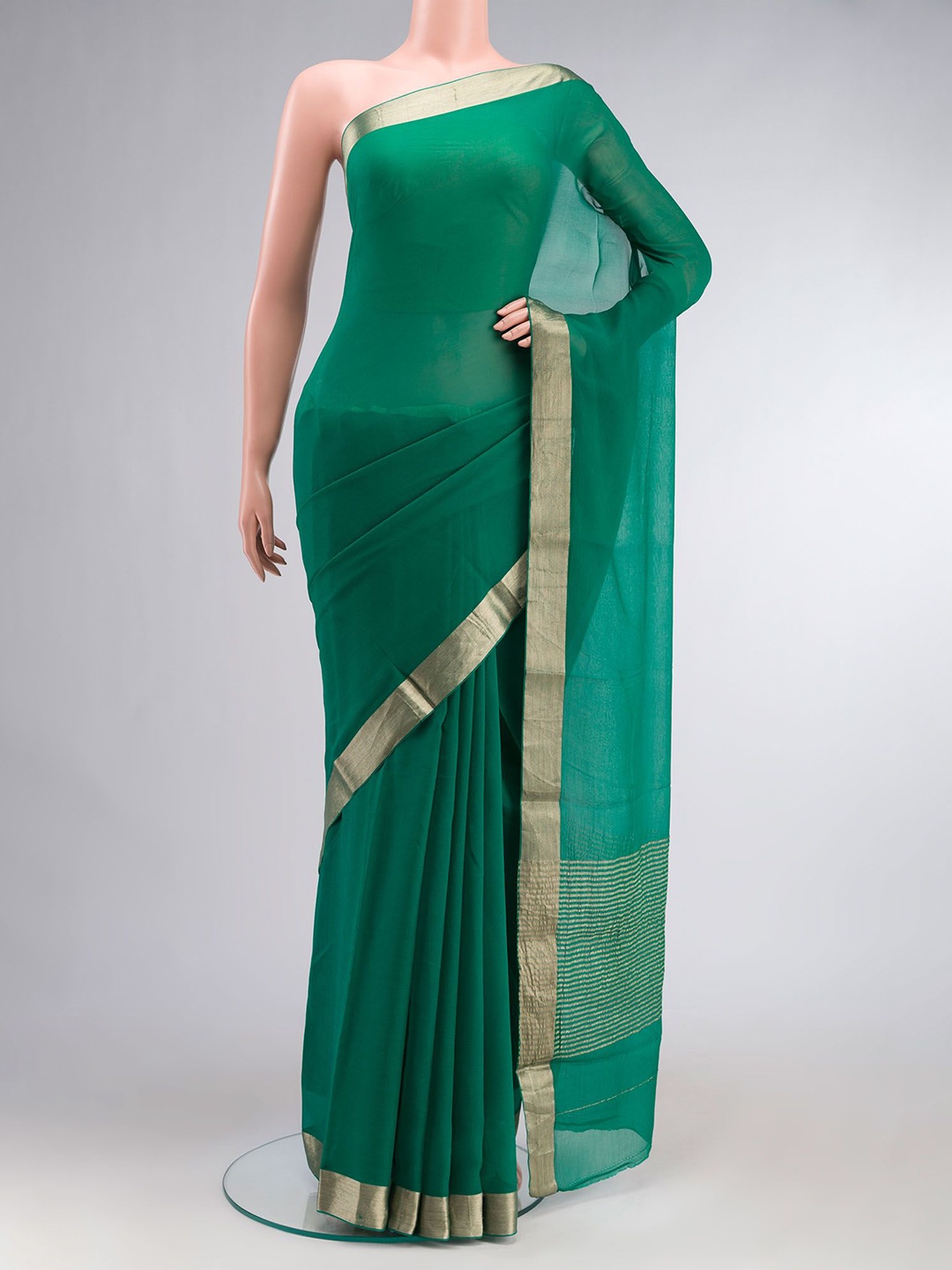 

Nalli Zari Pure Chiffon Saree, Green