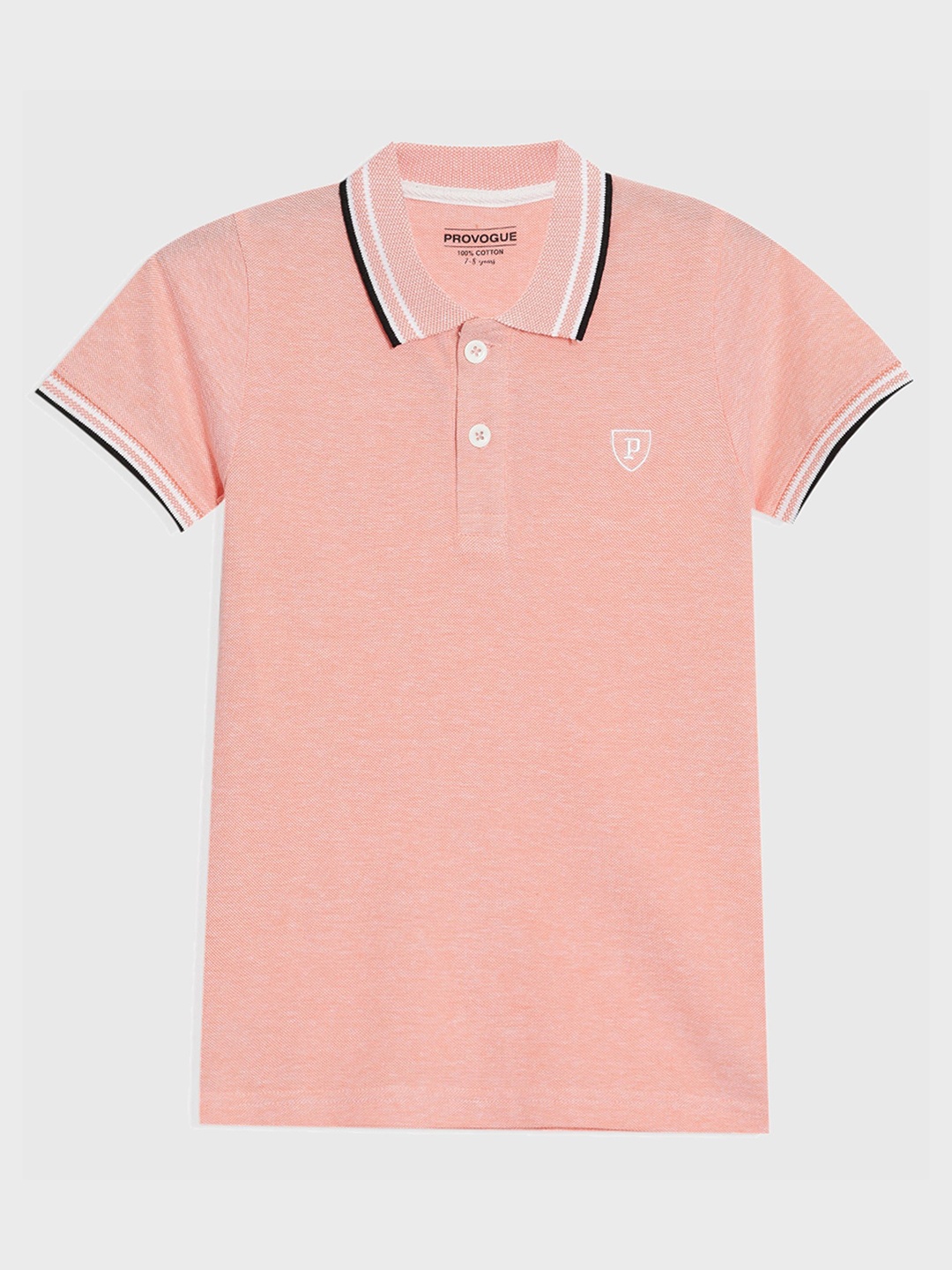 

Provogue Boys Solid Polo Collar Cotton T-shirt, Peach