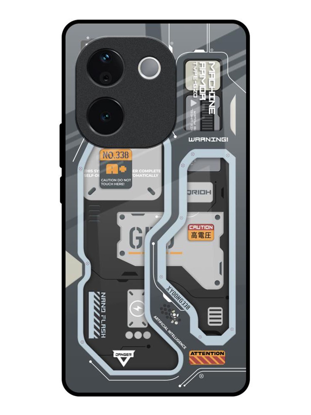 

QRIOH Retro Futuristic Vivo T3 Pro 5G Impact Resistant Back Case, Black