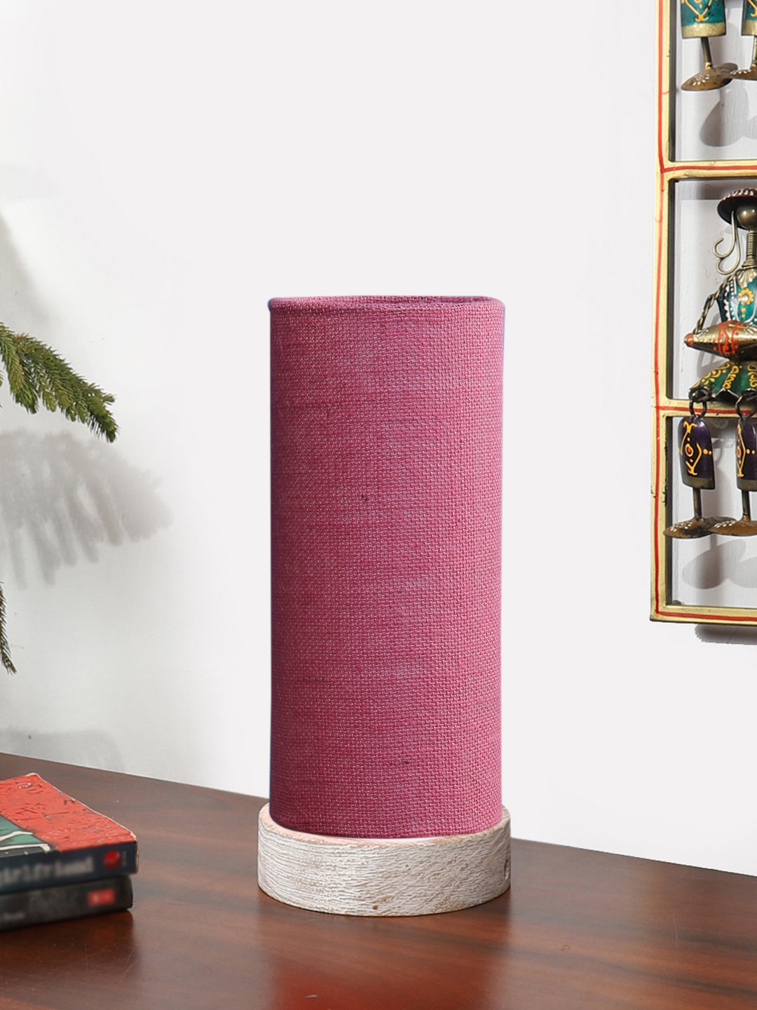 

Devansh Pink Textured Wooden Contemporary Cylindrical Shaped Table Lamp