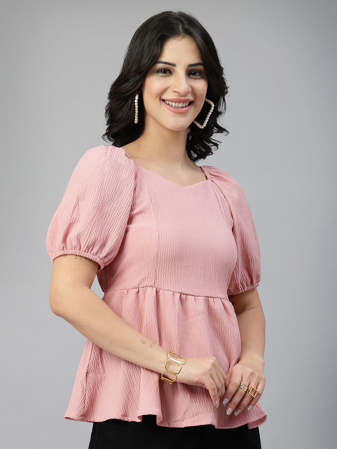 

Style Quotient Puff Sleeve Top, Peach