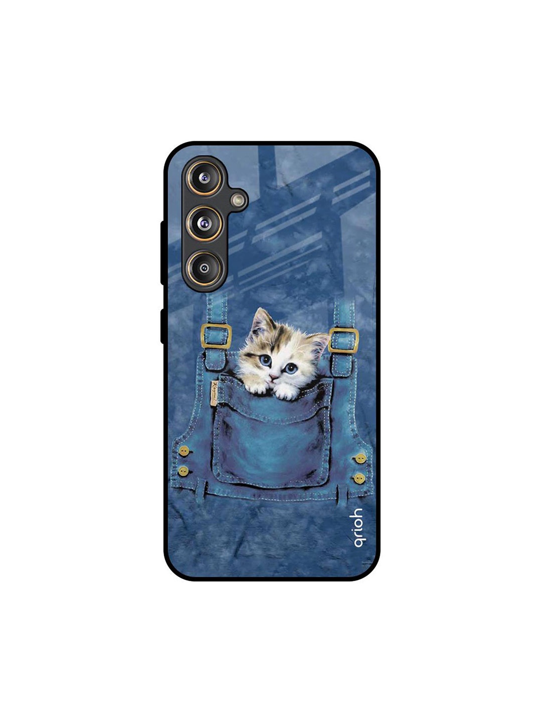 

QRIOH Kitty In Pocket Samsung Galaxy F55 5G Impact Resistant Back Case, Blue