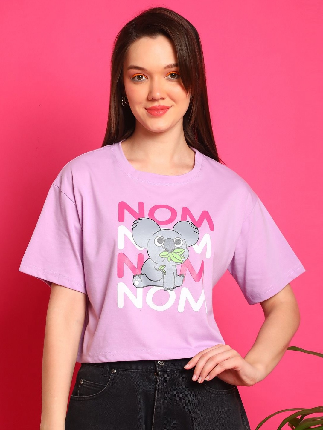 

Dreambe Women Typography Printed T-shirt, Purple