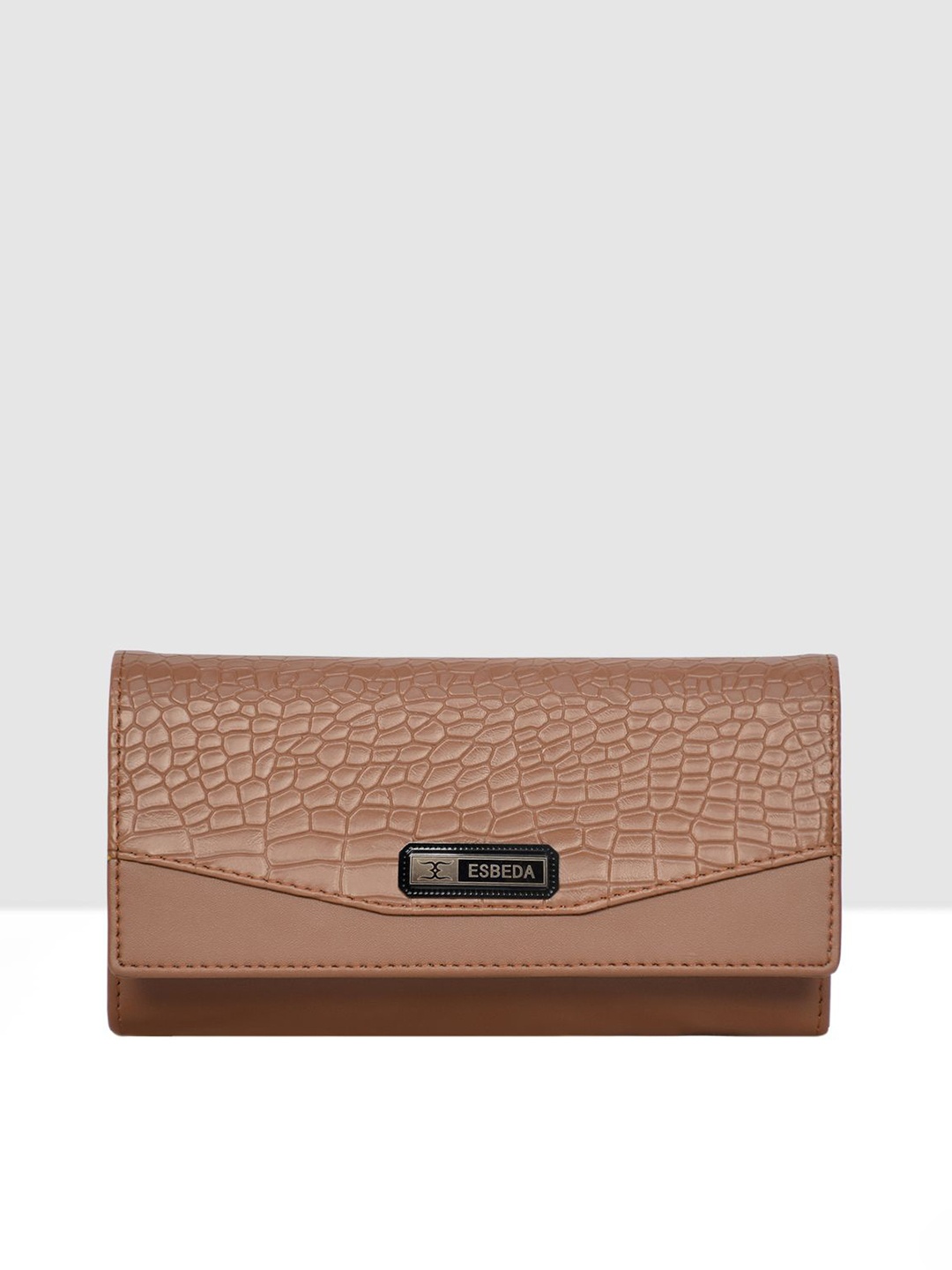 

ESBEDA Women Textured PU Two Fold Wallet, Brown