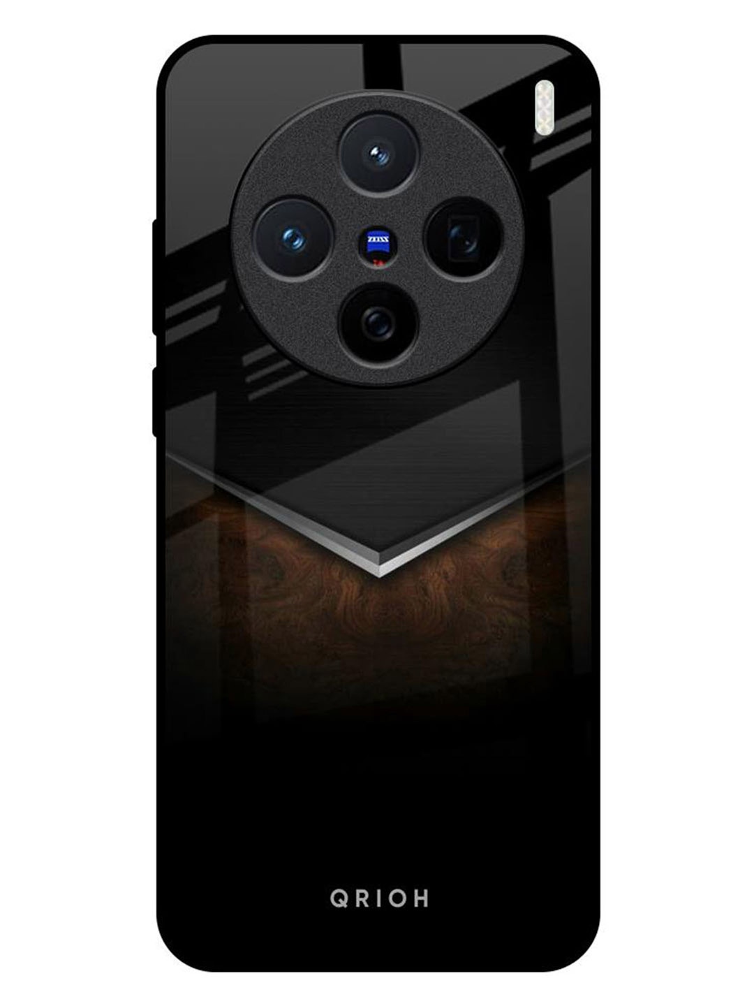 

QRIOH Dark Walnut Real Vivo X200 5G Impact Resistant Back Case, Black