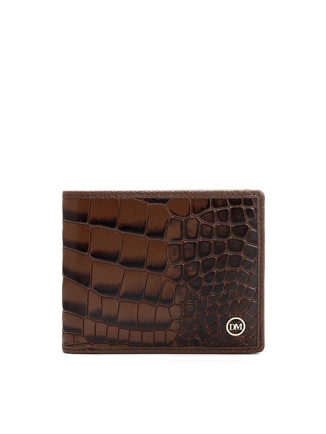 

Da Milano Men Textured Leather Two Fold Wallet, Brown