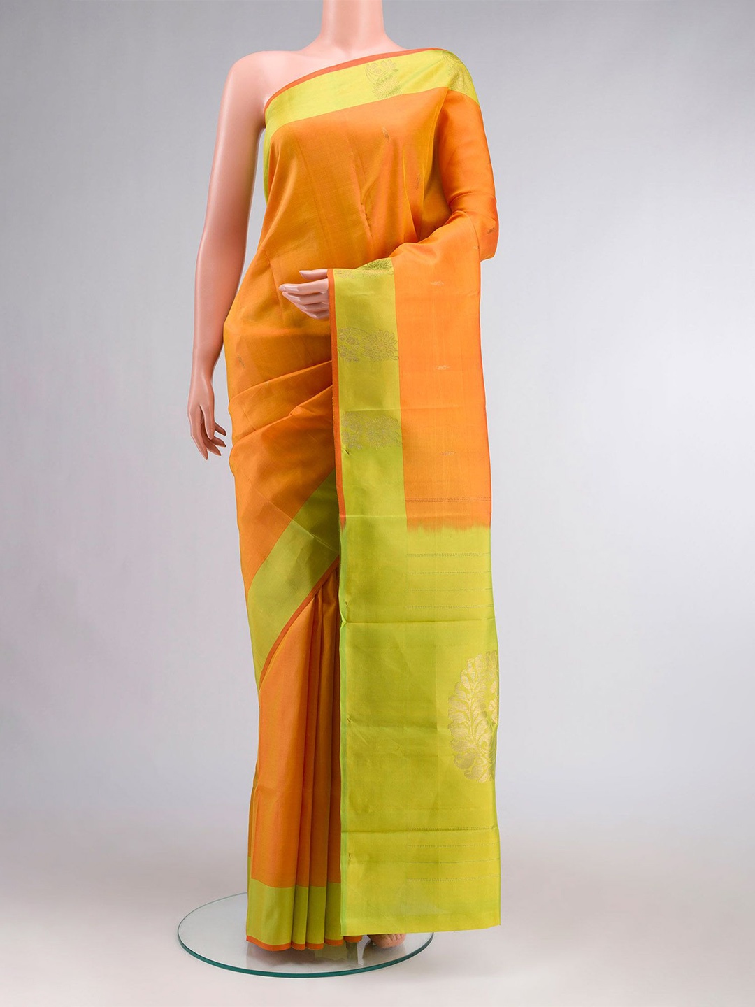 

Nalli Woven Design Zari Pure Silk Saree, Orange