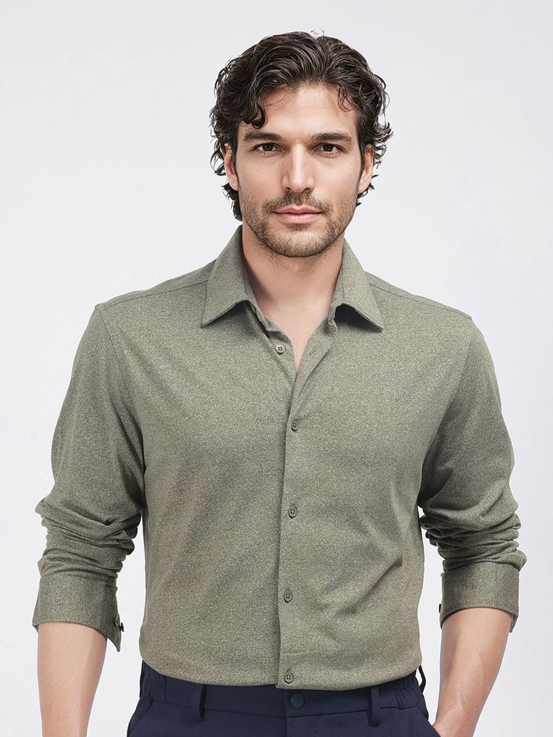 

RARE RABBIT Men Comfort Opaque Casual Shirt, Olive