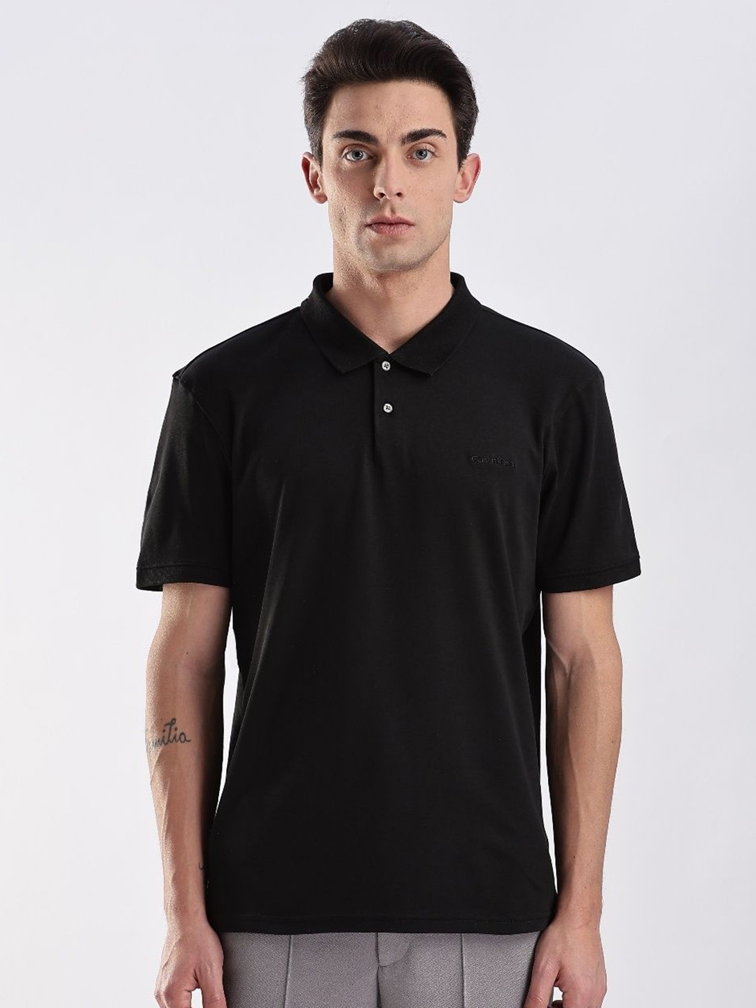 

Calvin Klein Jeans Men Polo Collar T-shirt, Black