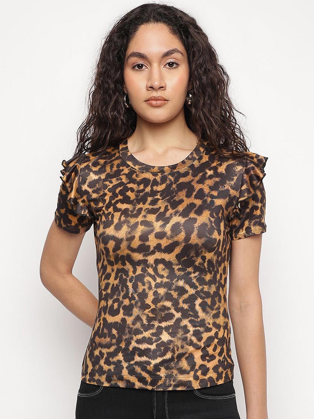 

GUESS Animal Print Cotton Top, Multi
