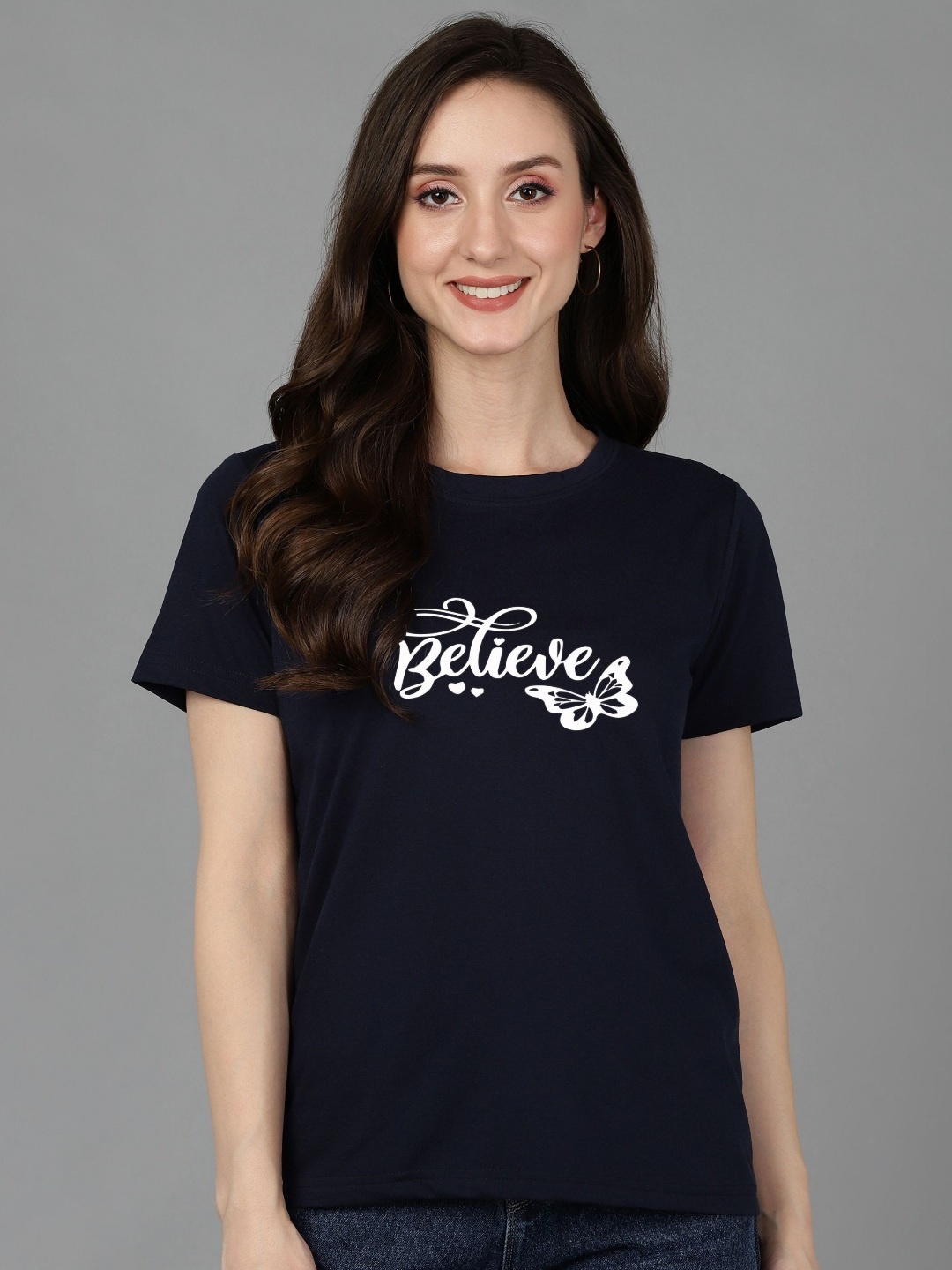 

Adyavastram Women Printed T-shirt, Navy blue