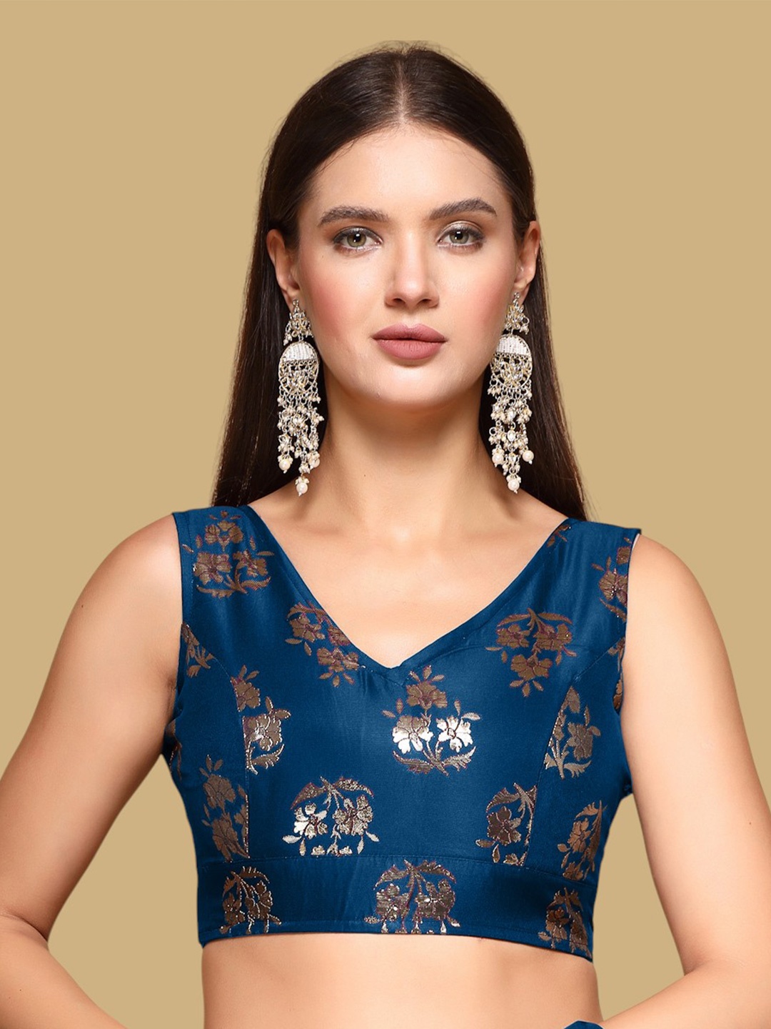 

Oomph! Woven Design Traditional Saree Blouse, Blue