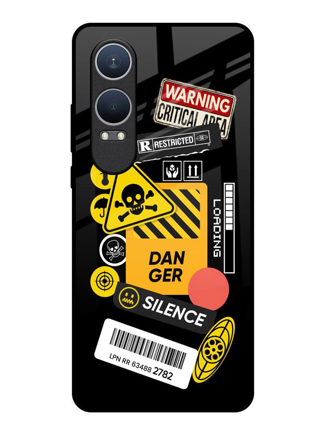 

QRIOH Danger Signs OnePlus Nord CE4 Lite 5G Impact Resistant Back Case, Black