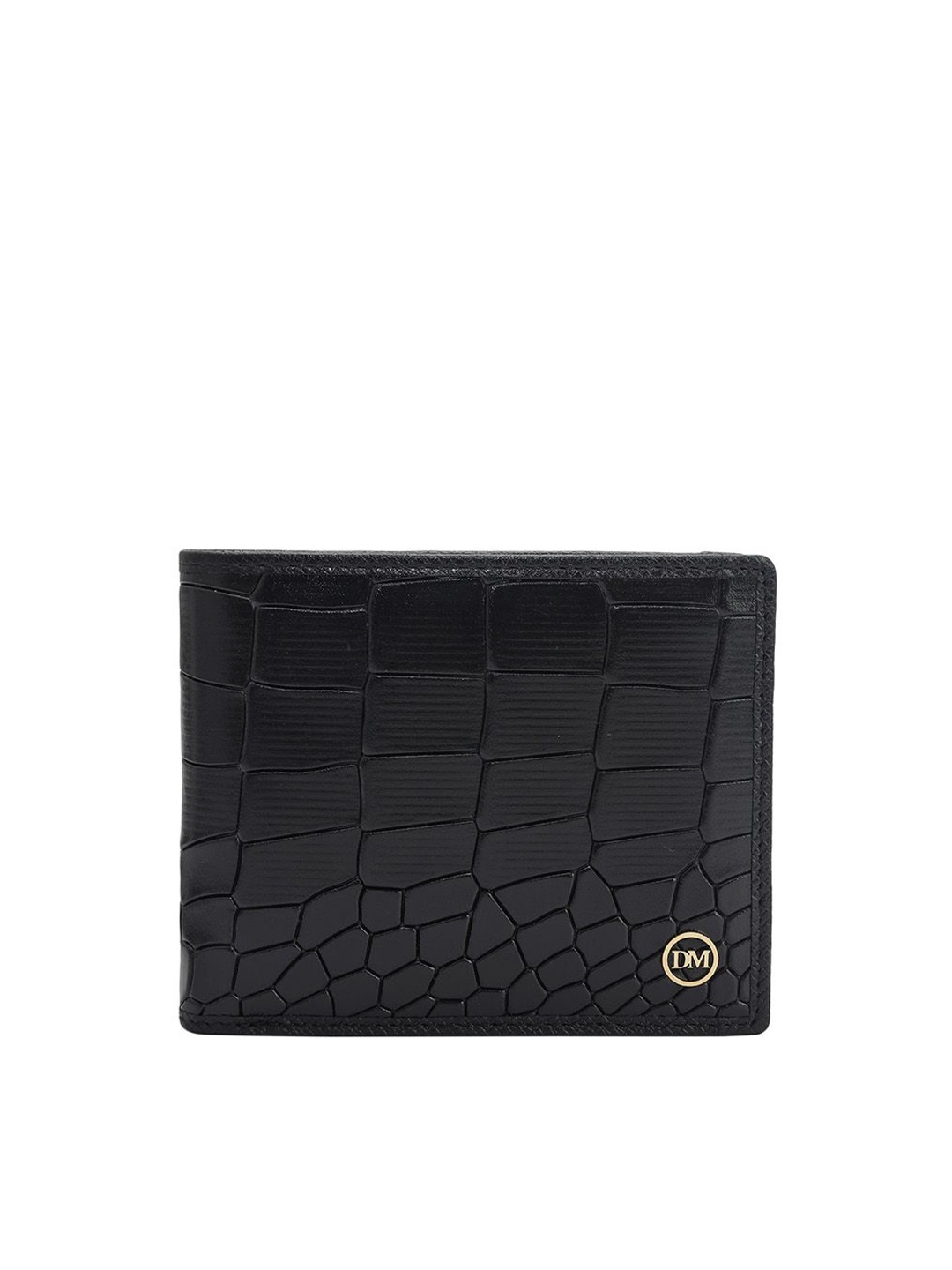 

Da Milano Men Textured Leather Two Fold Wallet, Black