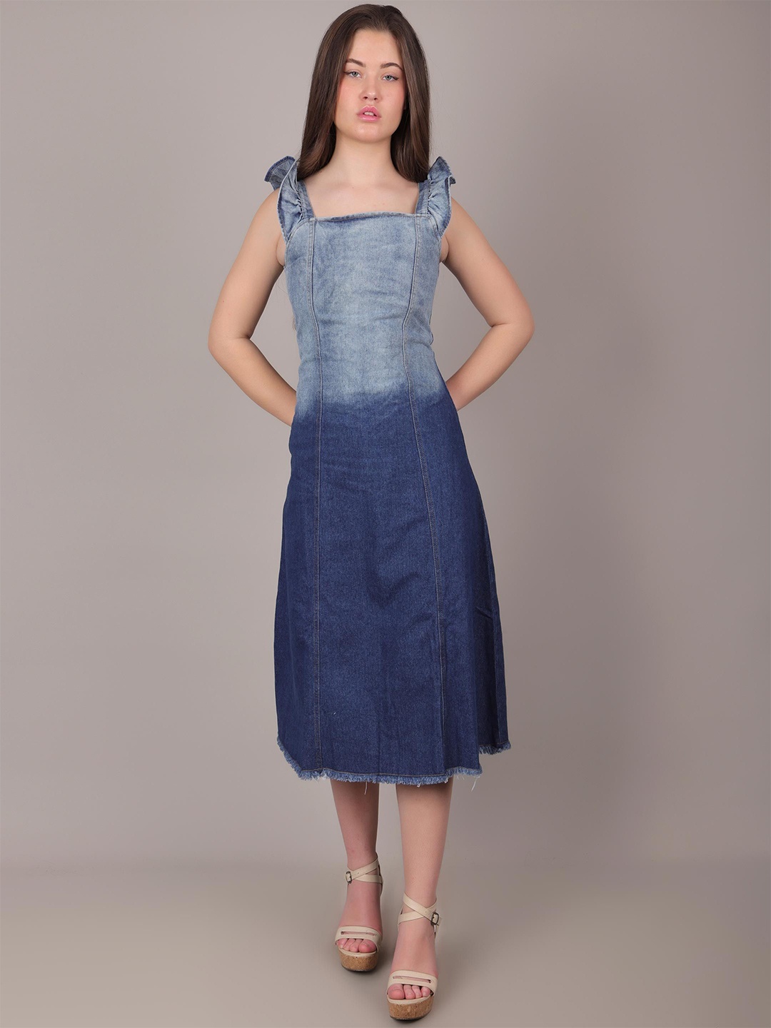

iki chic Ruffled A-Line Maxi Dress, Blue