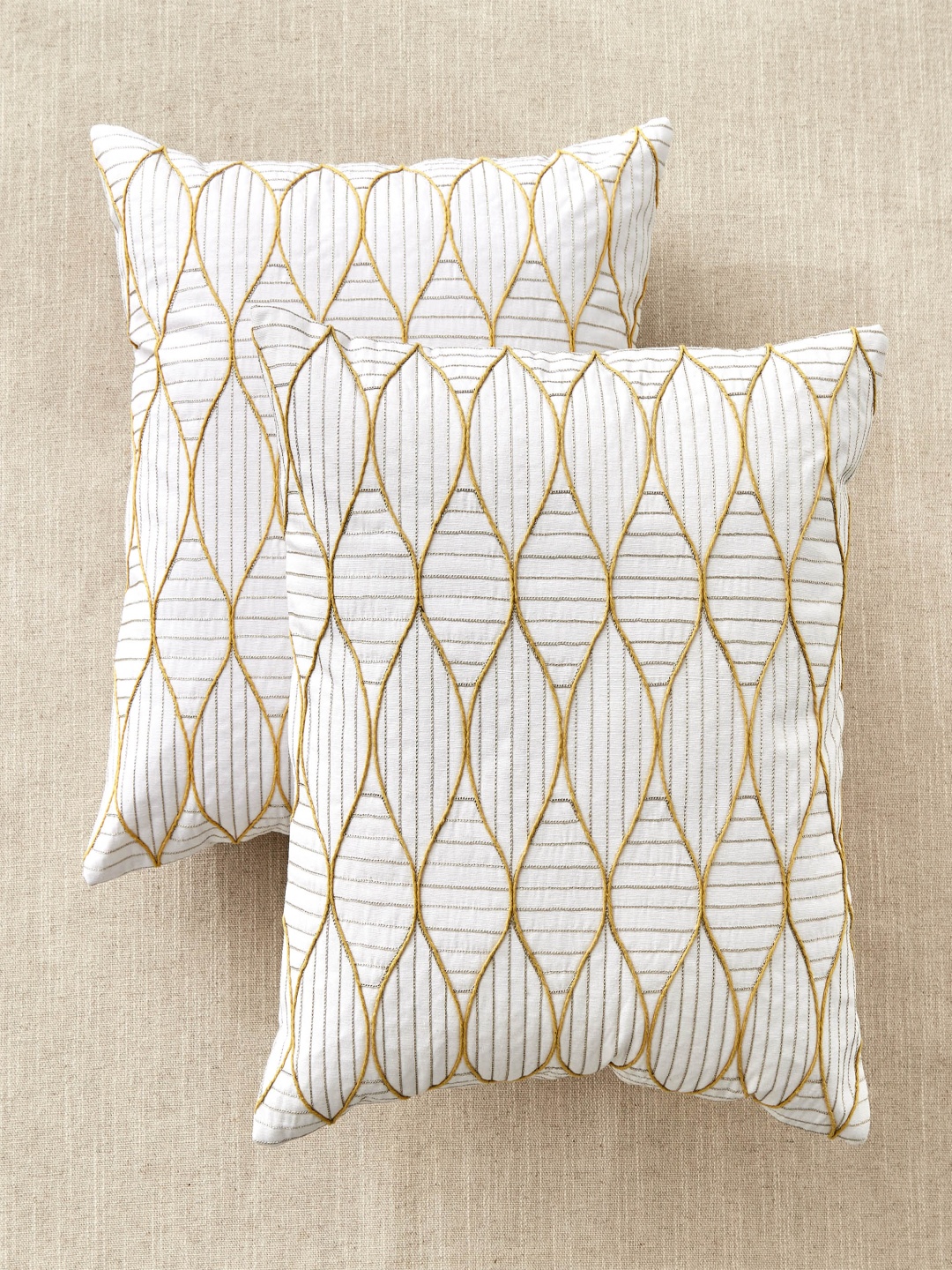 

Home Centre Mystic Meadows White & Yellow 2 Pieces Geometric Square Cushion Covers