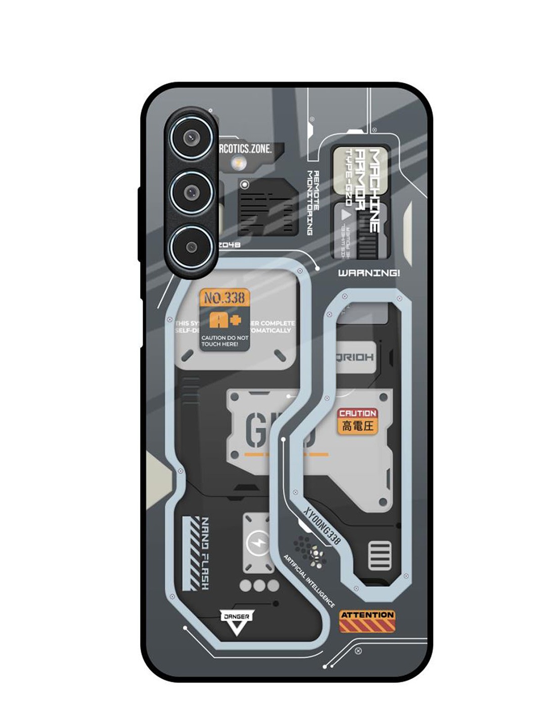 

QRIOH Retro Futuristic Samsung Galaxy M35 5G Impact Resistant Back Case, Grey