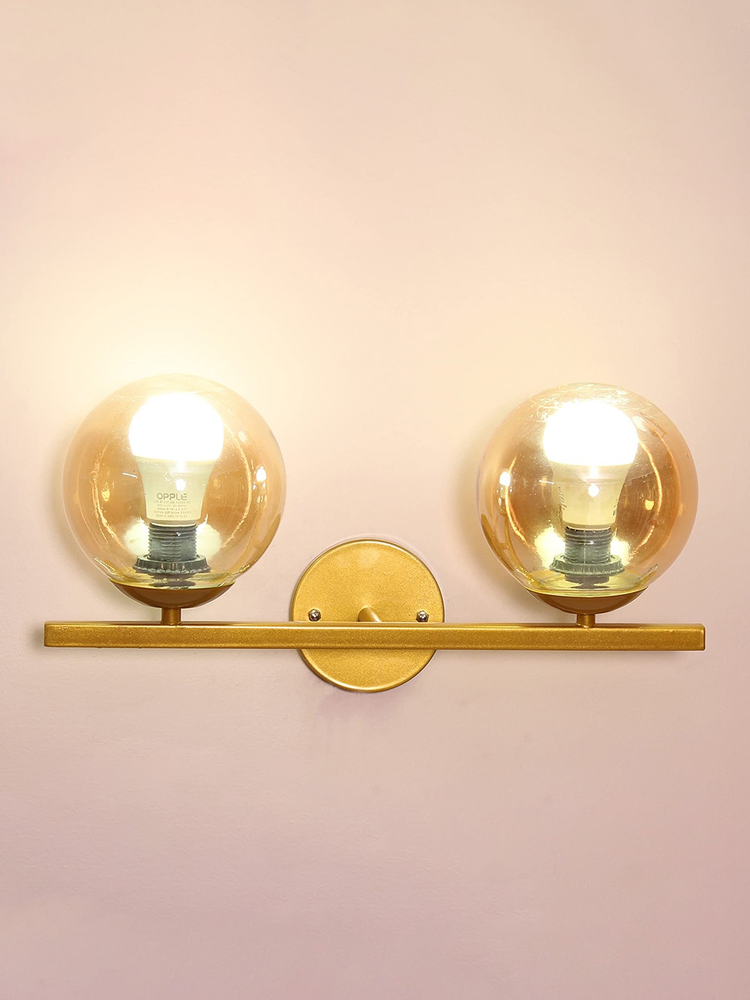 

KINIS Gold-Toned & Beige Metal Spherical Shaped Wall Lamp