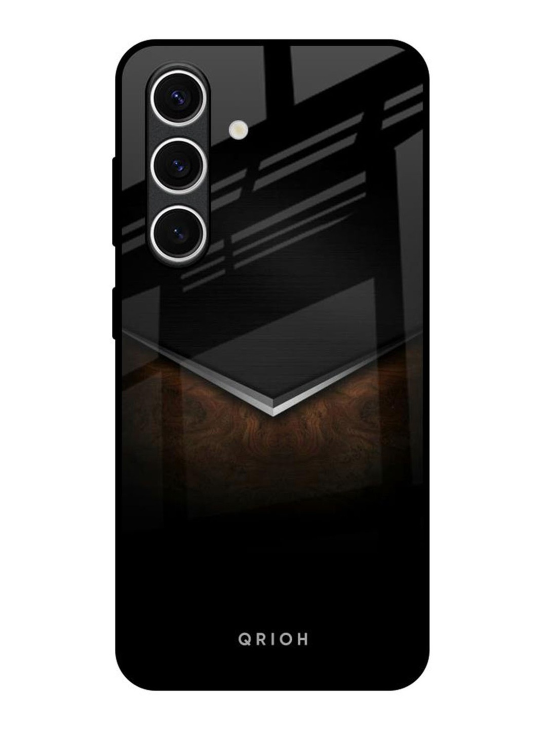 

QRIOH Dark Walnut Real Samsung Galaxy S24 FE 5G Impact Resistant Back Case, Black