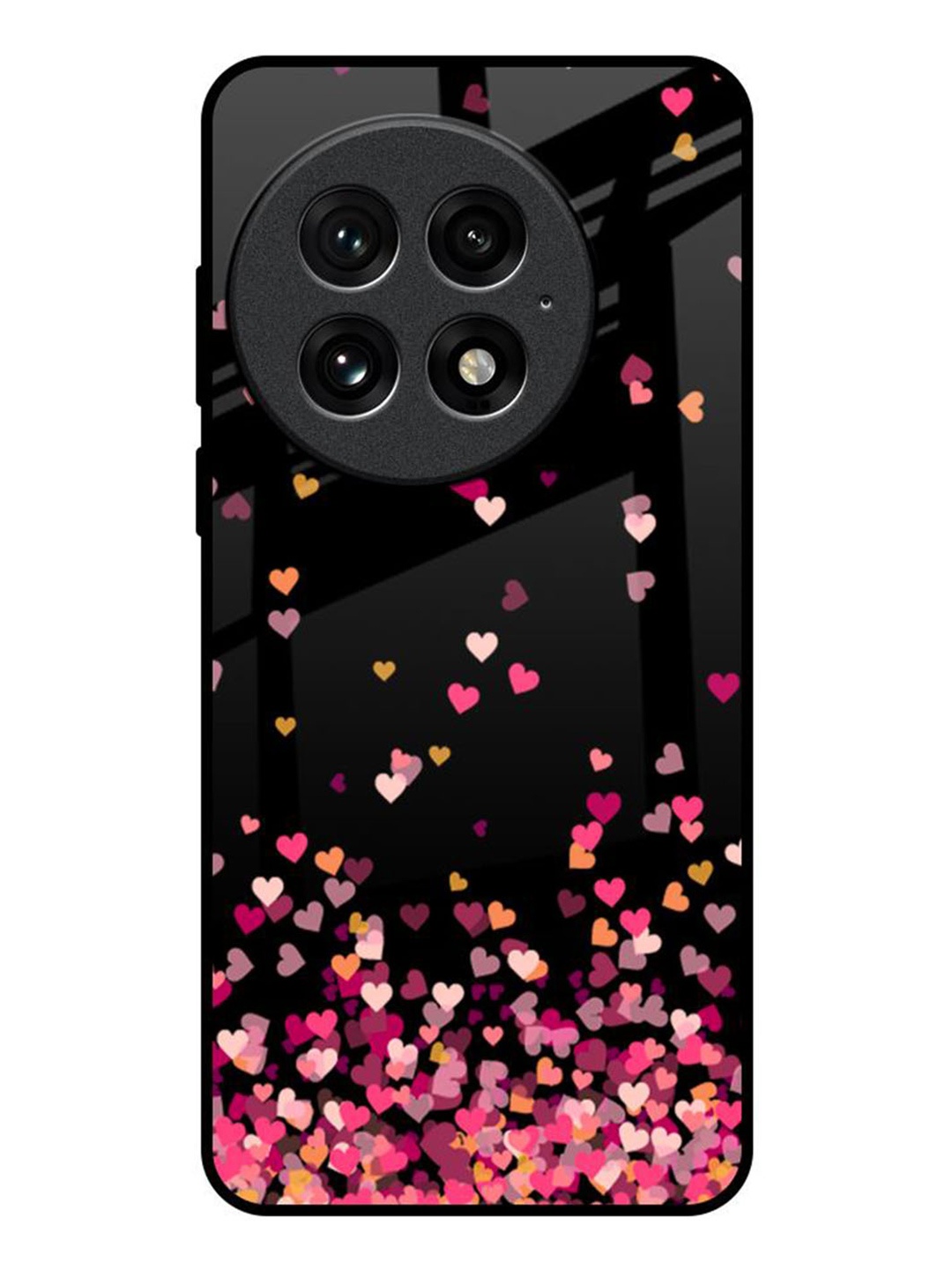 

QRIOH Heart Rain Fall OnePlus 13 Impact Resistant Back Case, Black