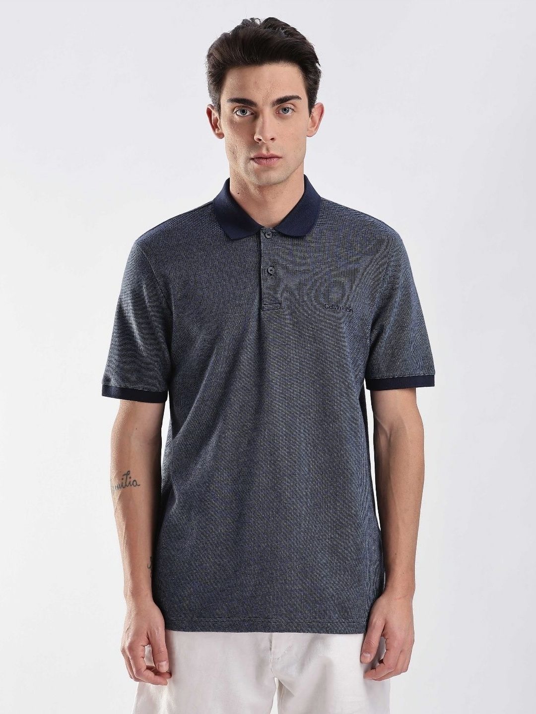 

Calvin Klein Jeans Men Printed Polo Collar T-shirt, Blue