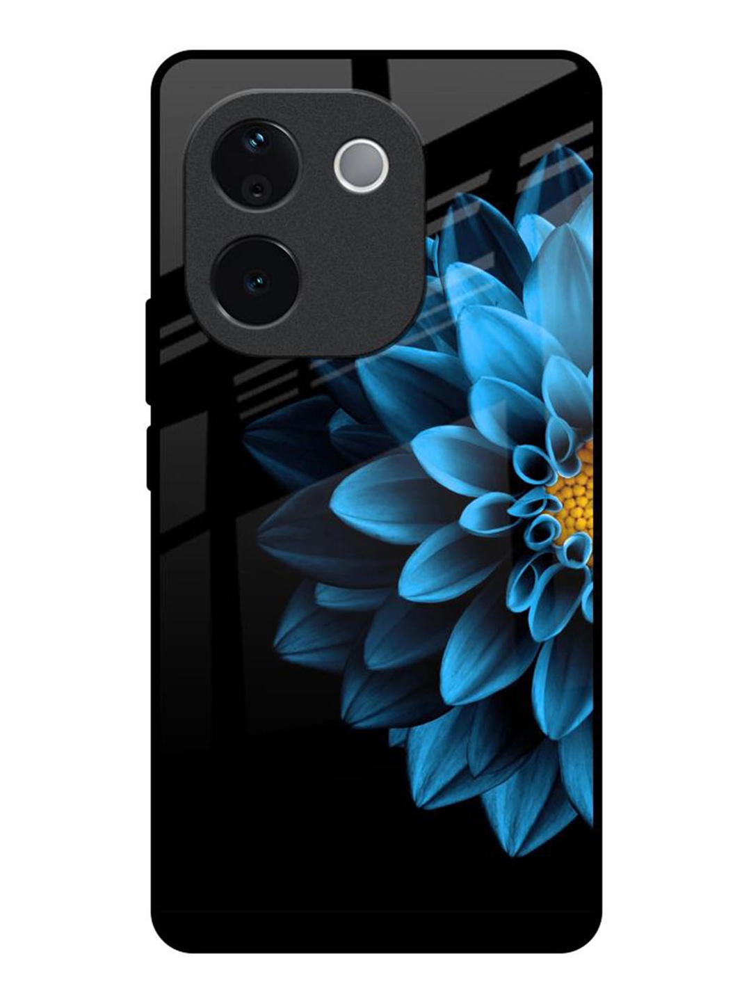 

QRIOH Half Blue Flower Real IQOO Z9s Pro 5G Impact Resistant Back Case, Black