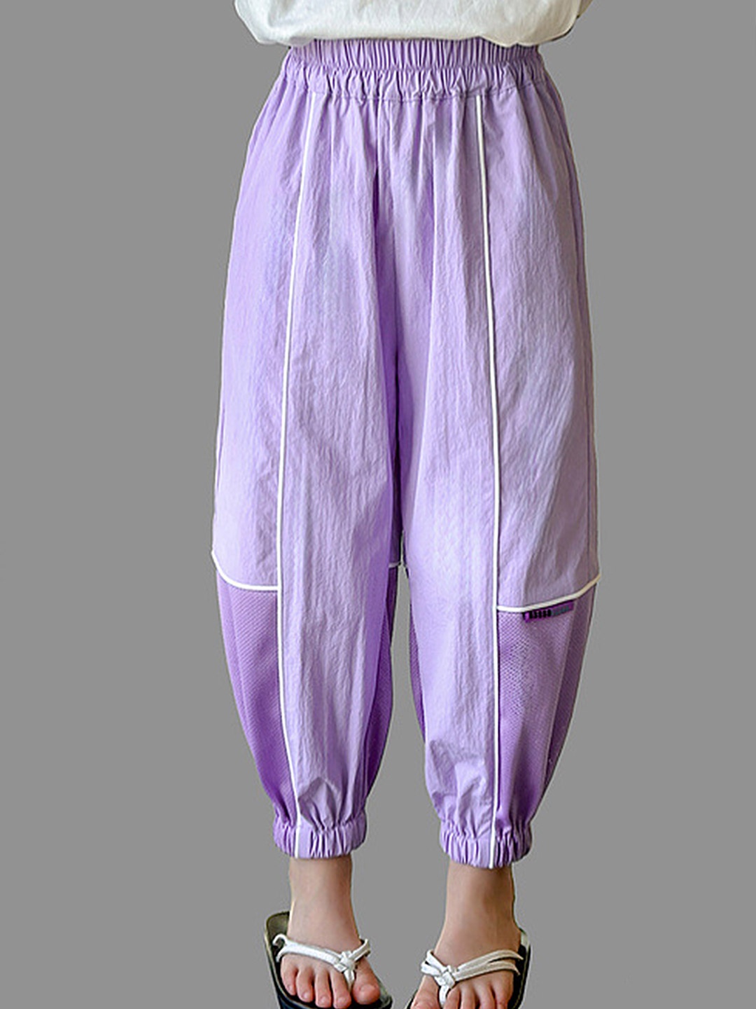 

LULU & SKY Girls Tapered Fit High-Rise Pleated Jodhpuris Trousers, Purple