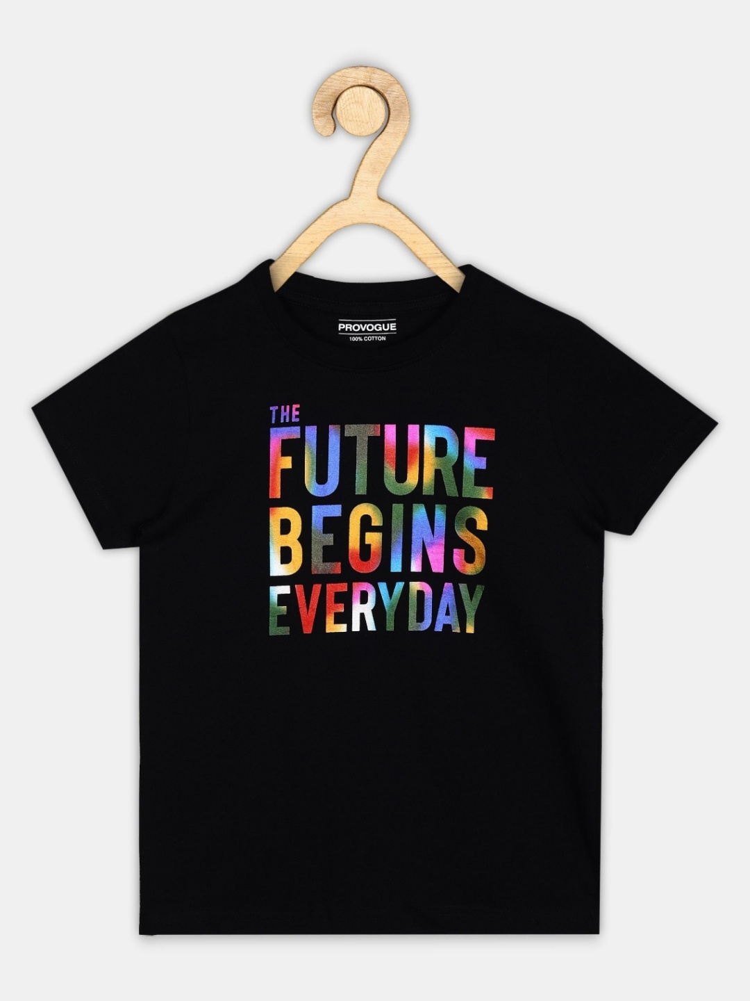 

Provogue Boys Typography Printed Applique T-shirt, Black