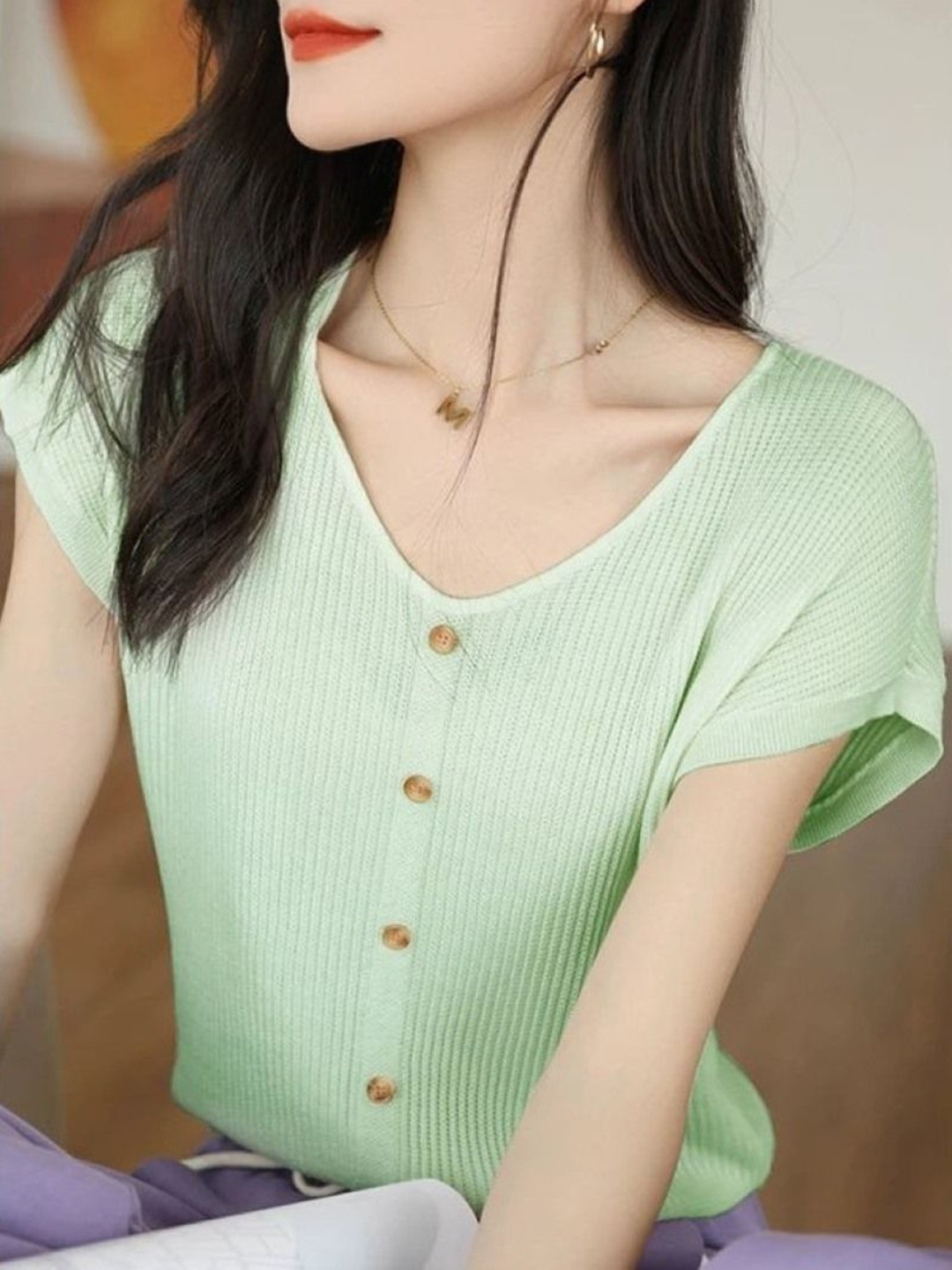 

StyleCast Women V-Neck T-shirt, Green
