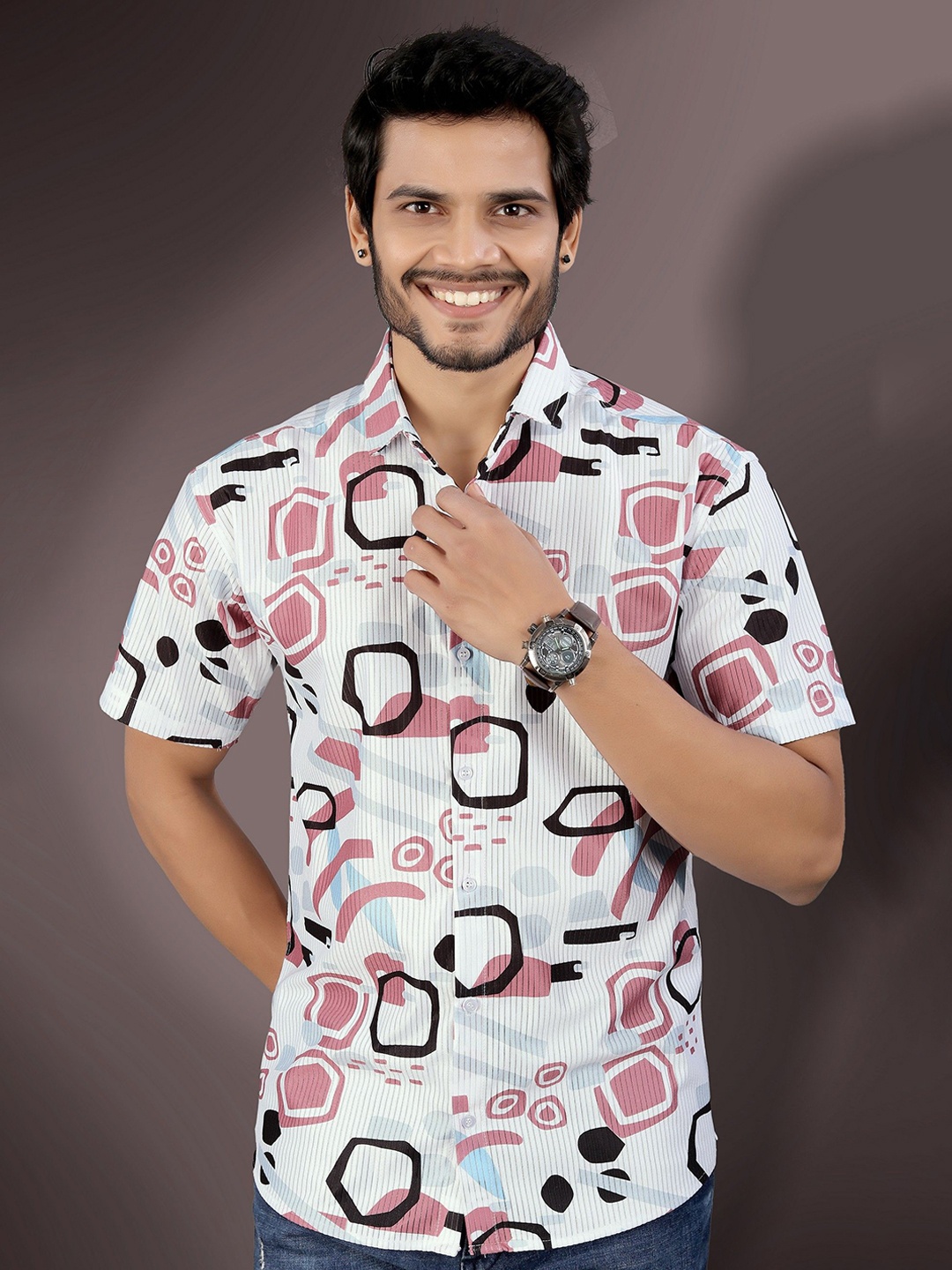 

Metronaut Men Semi Sheer Printed Casual Shirt, Multi