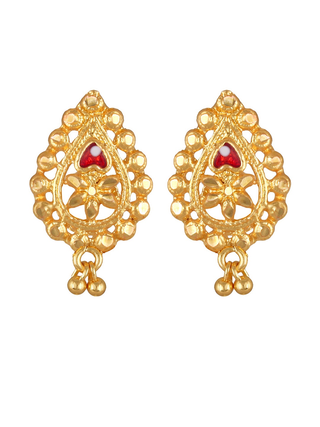 

DIVASTRI Gold-Plated Artificial Stones Studded Contemporary Drop Earrings