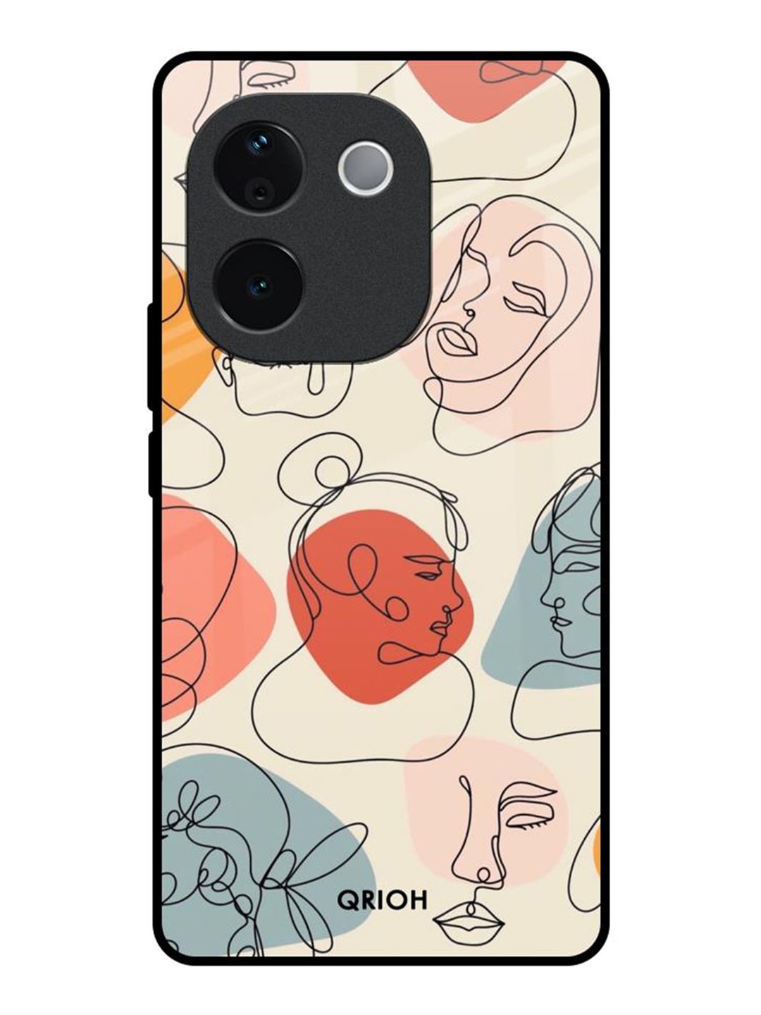 

QRIOH Abstract Faces Vivo T3 Pro 5G Impact Resistant Back Case, Beige