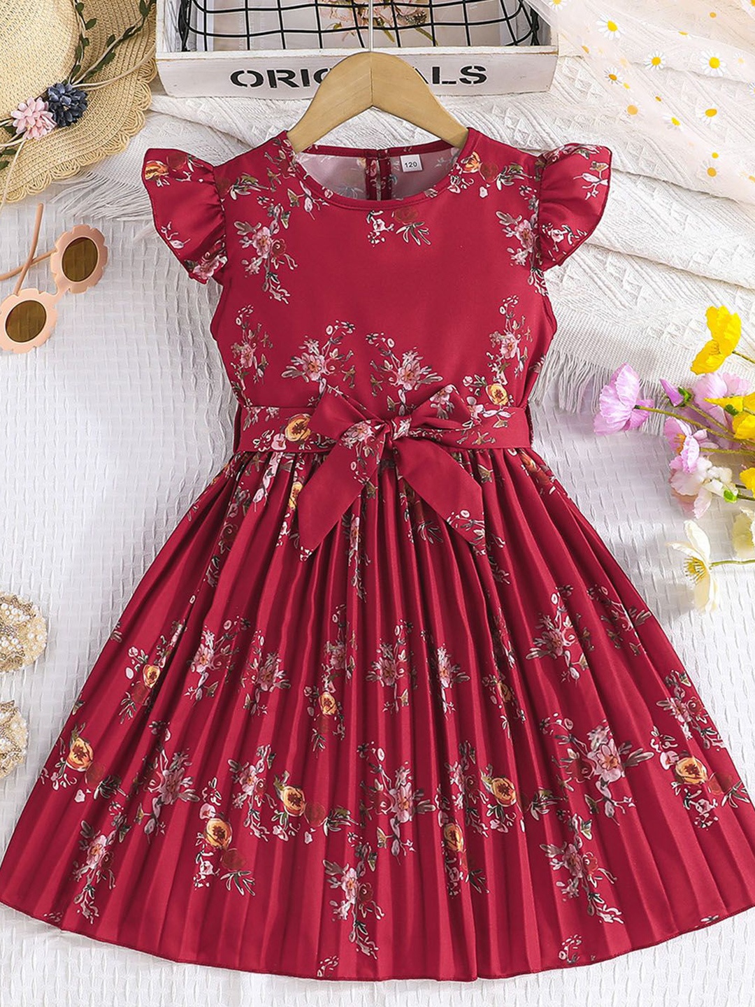 

Xsole Floral Fit & Flare Dress, Maroon