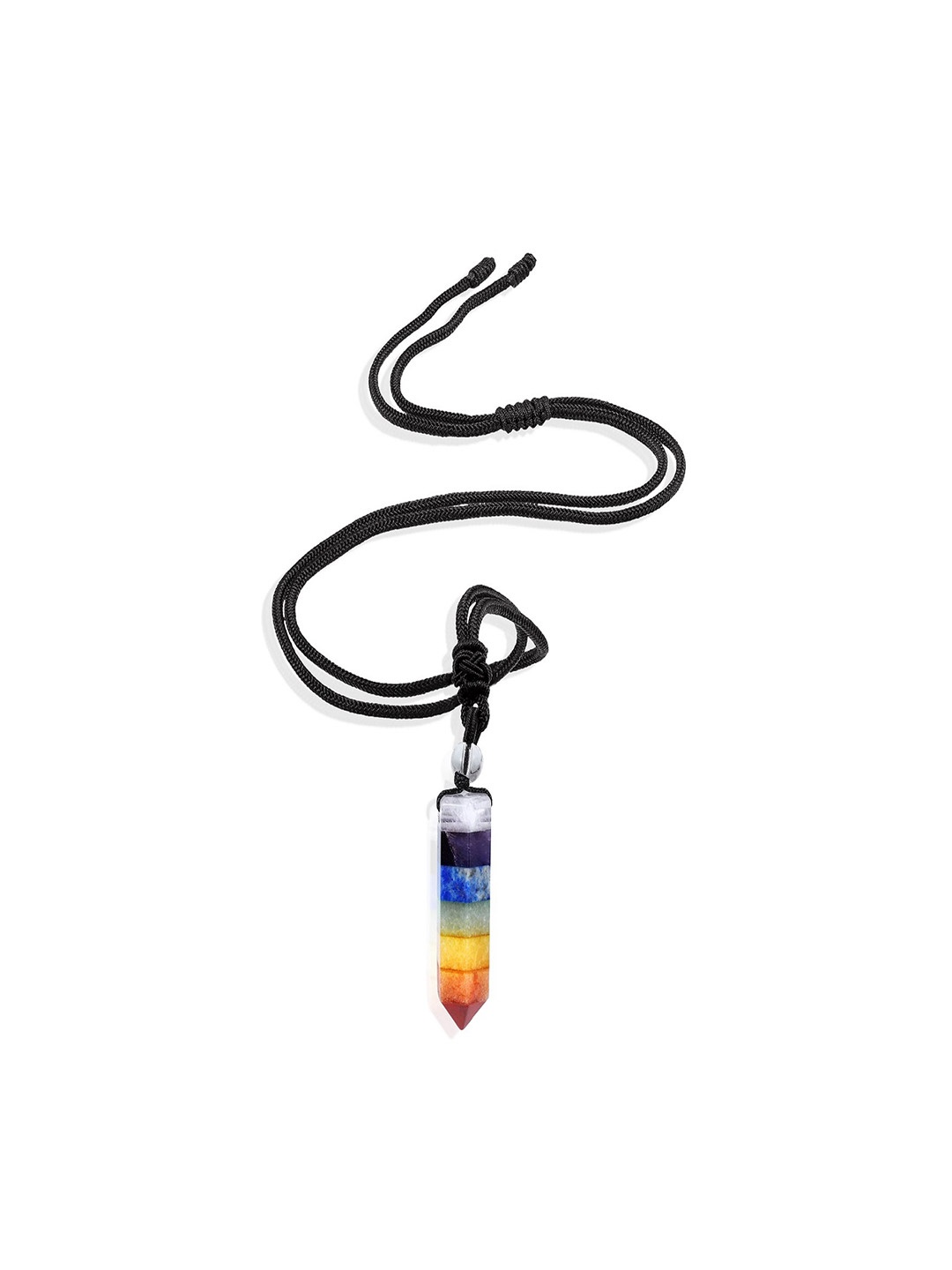 

Nirvana Geometric Crystal Quartz 7 Chakra Pencil Point Pendant, Blue