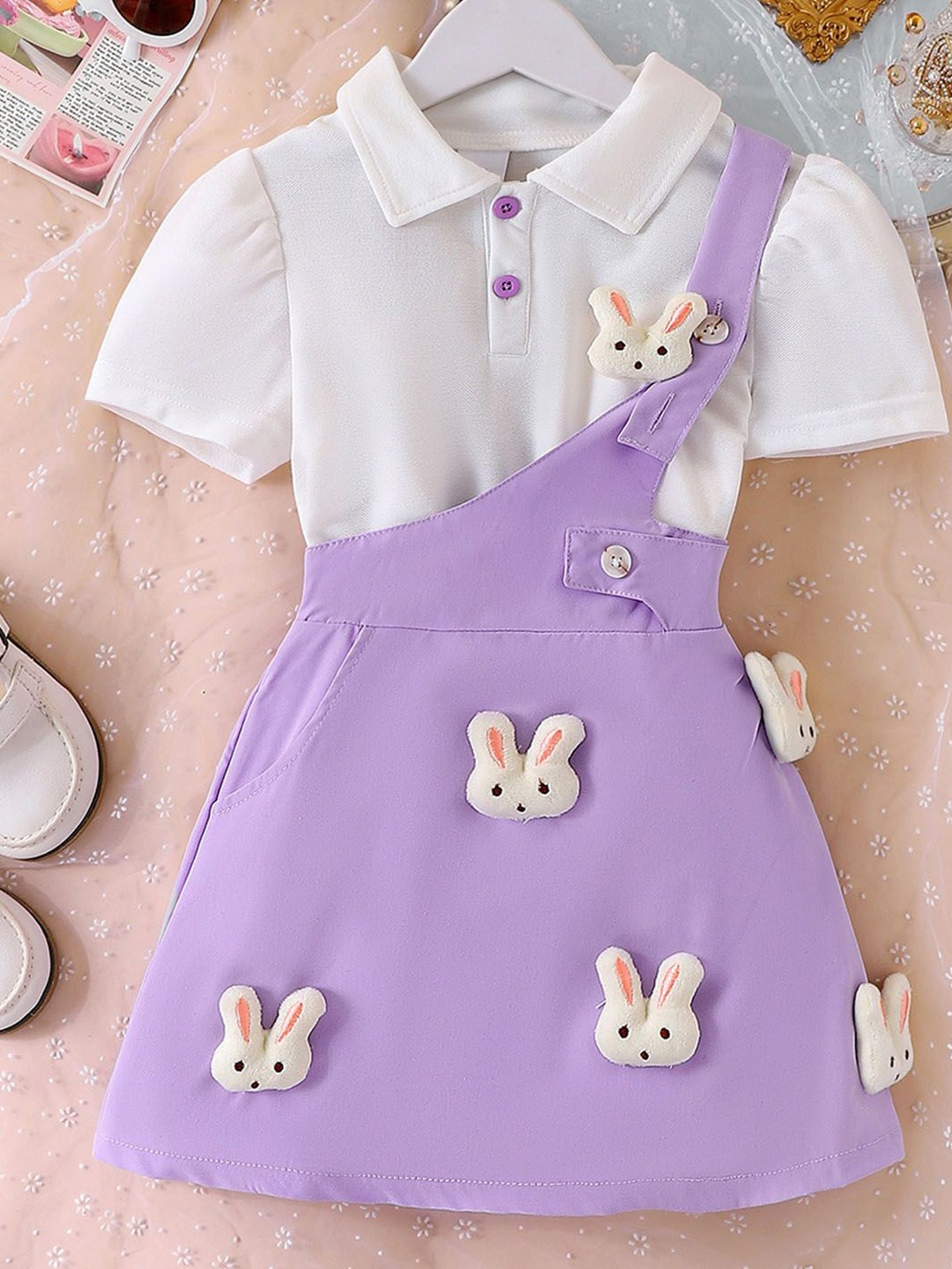 

Xsole Girls Applique Detail Shirt Collar Fit & Flare Dress, Lavender