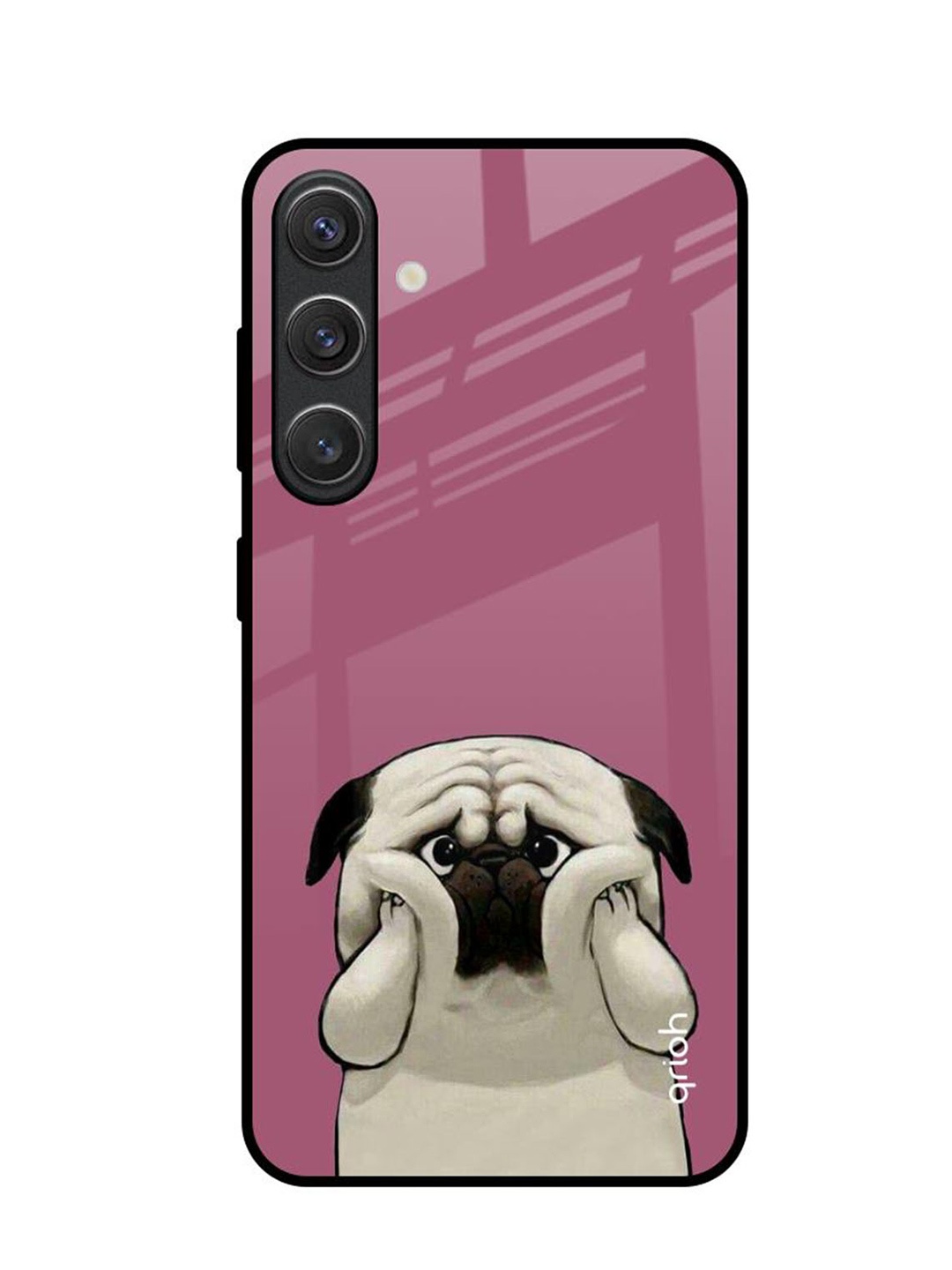 

QRIOH Funny Pug Face Samsung Galaxy S25 5G Impact Resistant Back Case, Pink