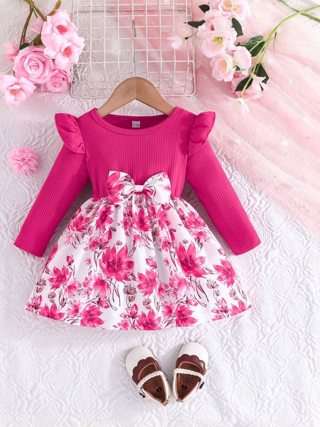 

Xsole Floral Print Fit & Flare Dress, Pink