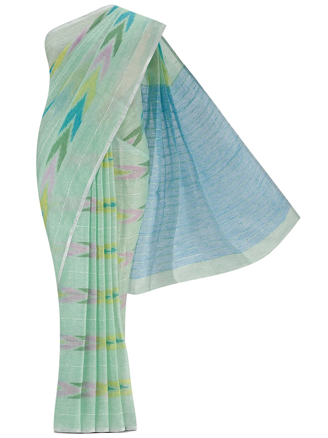 

Nalli Bagh Pure Linen Saree, Green