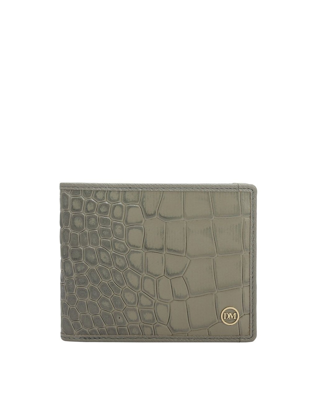 

Da Milano Men Textured Leather Two Fold Wallet, Grey