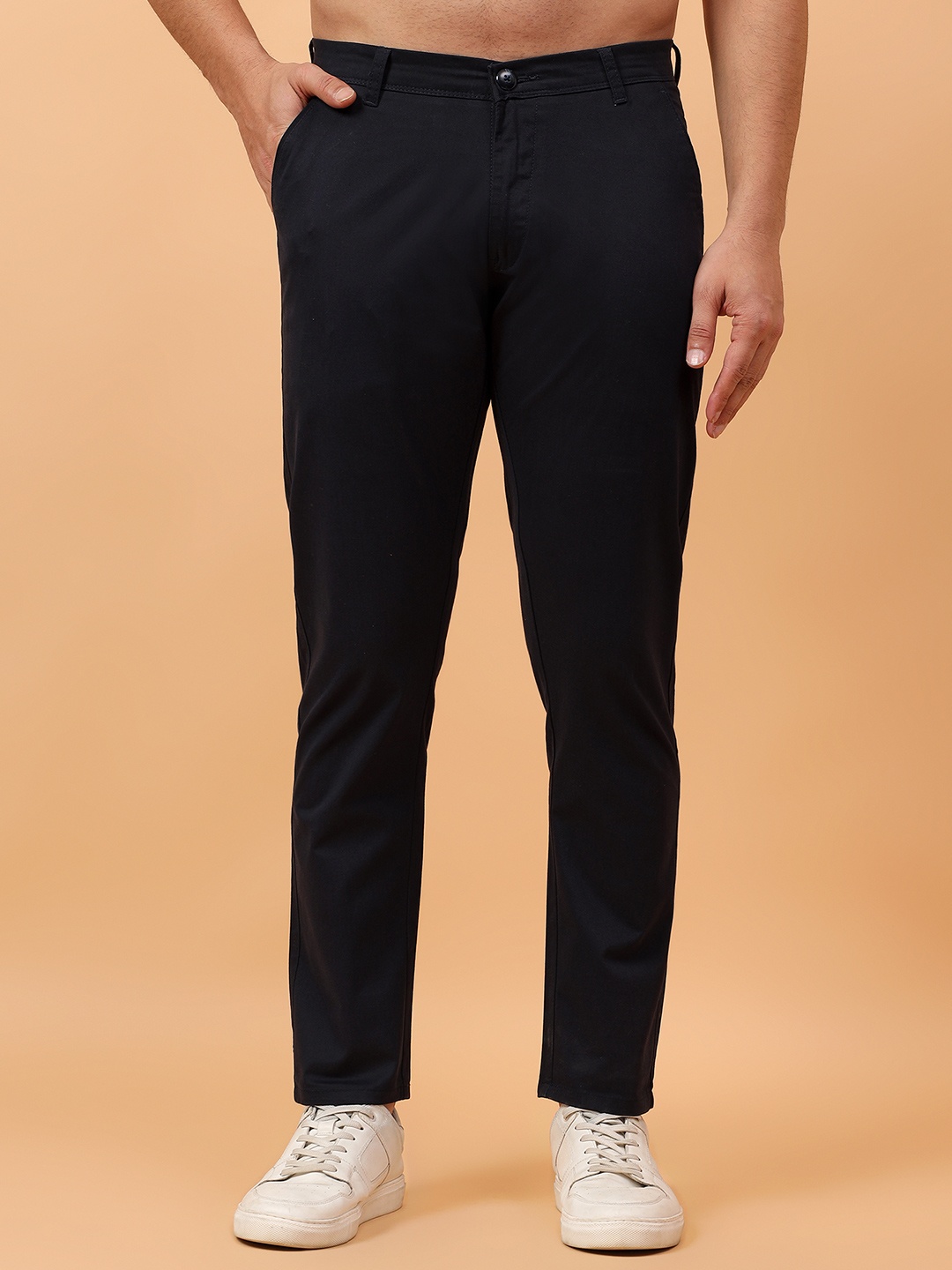 

R.Code by The Roadster Life Co. Men Classic Slim Fit Chinos Trousers, Navy blue