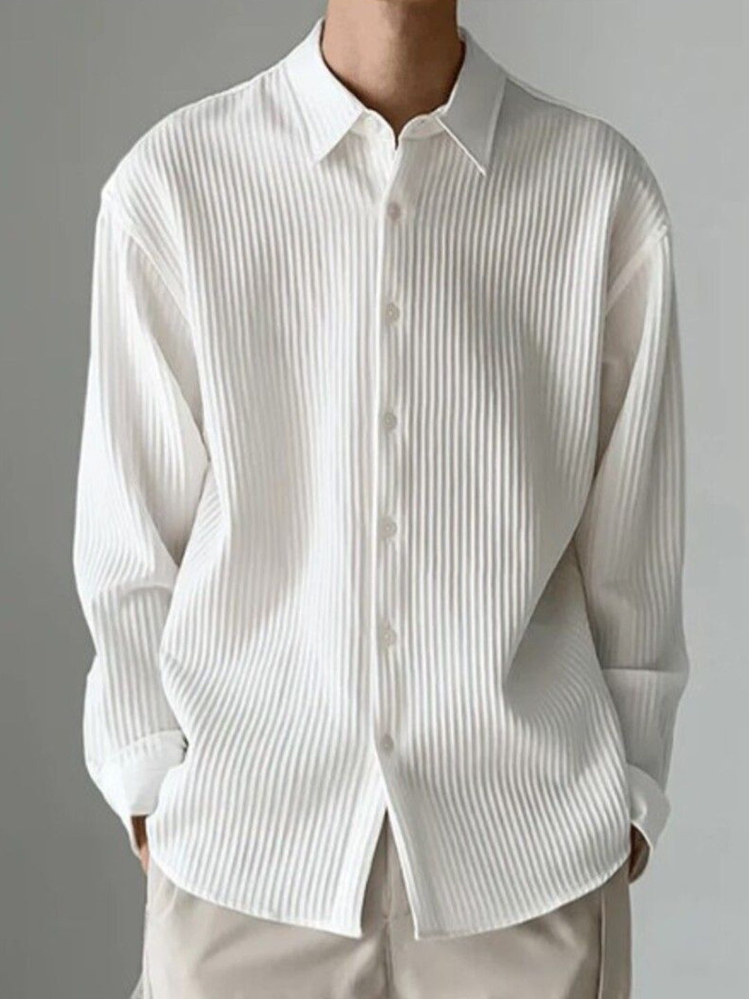 

Zoitgiest Men Premium Opaque Striped Casual Shirt, White