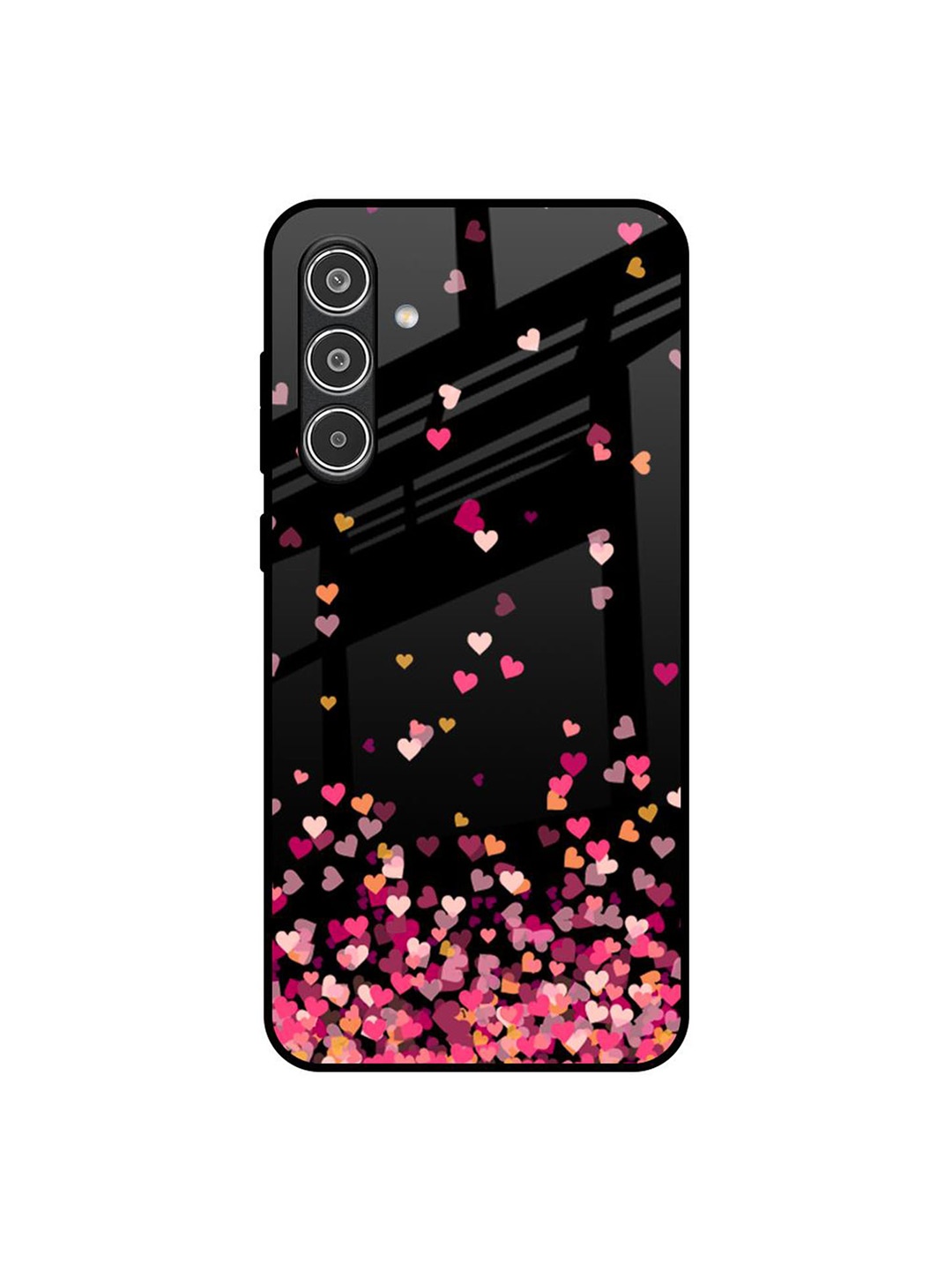 

QRIOH Heart Rain Fall Samsung Galaxy A36 5G Impact Resistant Back Case, Black
