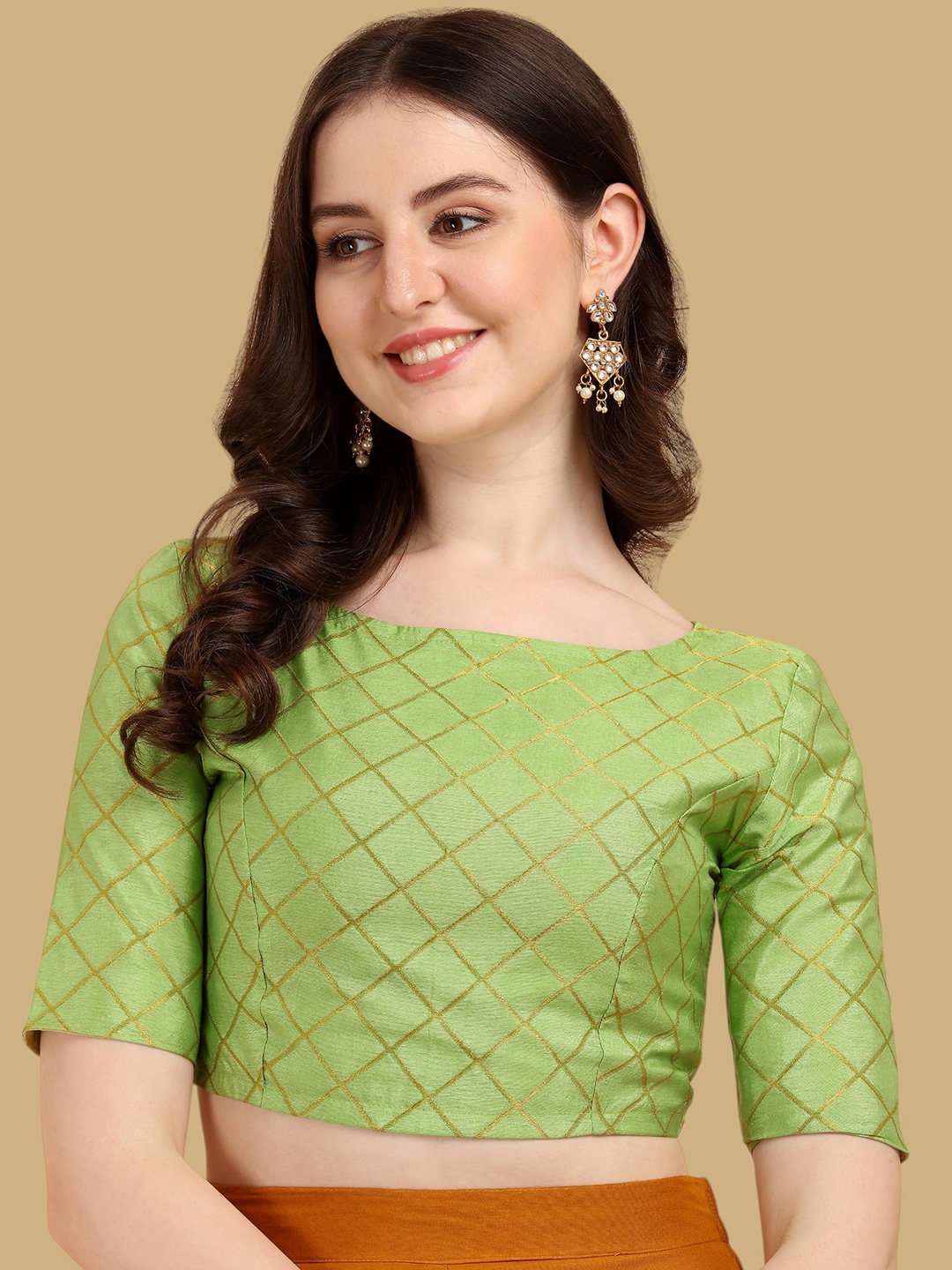 

Oomph! Woven Design Traditional Saree Blouse, Green