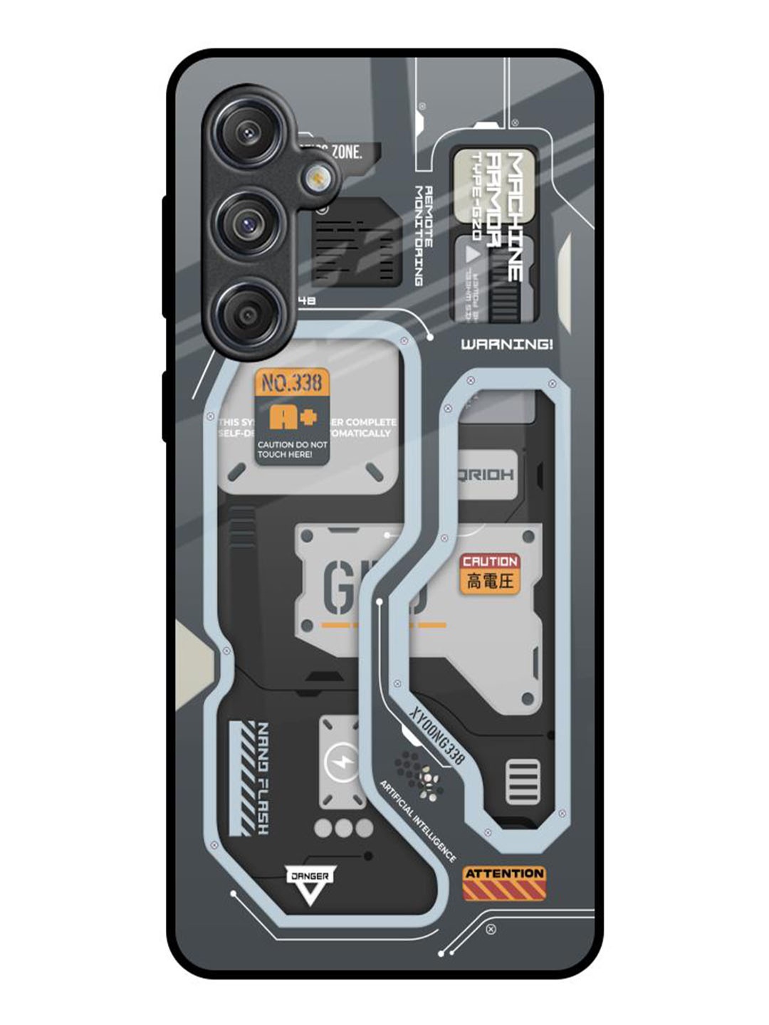 

QRIOH Retro Futuristic Samsung Galaxy M55 5G Impact Resistant Back Case, Black