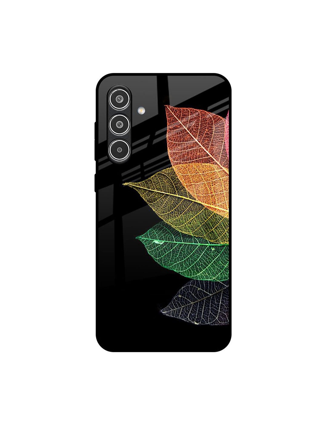 

QRIOH Colorful Leaves Real Samsung Galaxy A56 5G Impact Resistant Back Case, Black