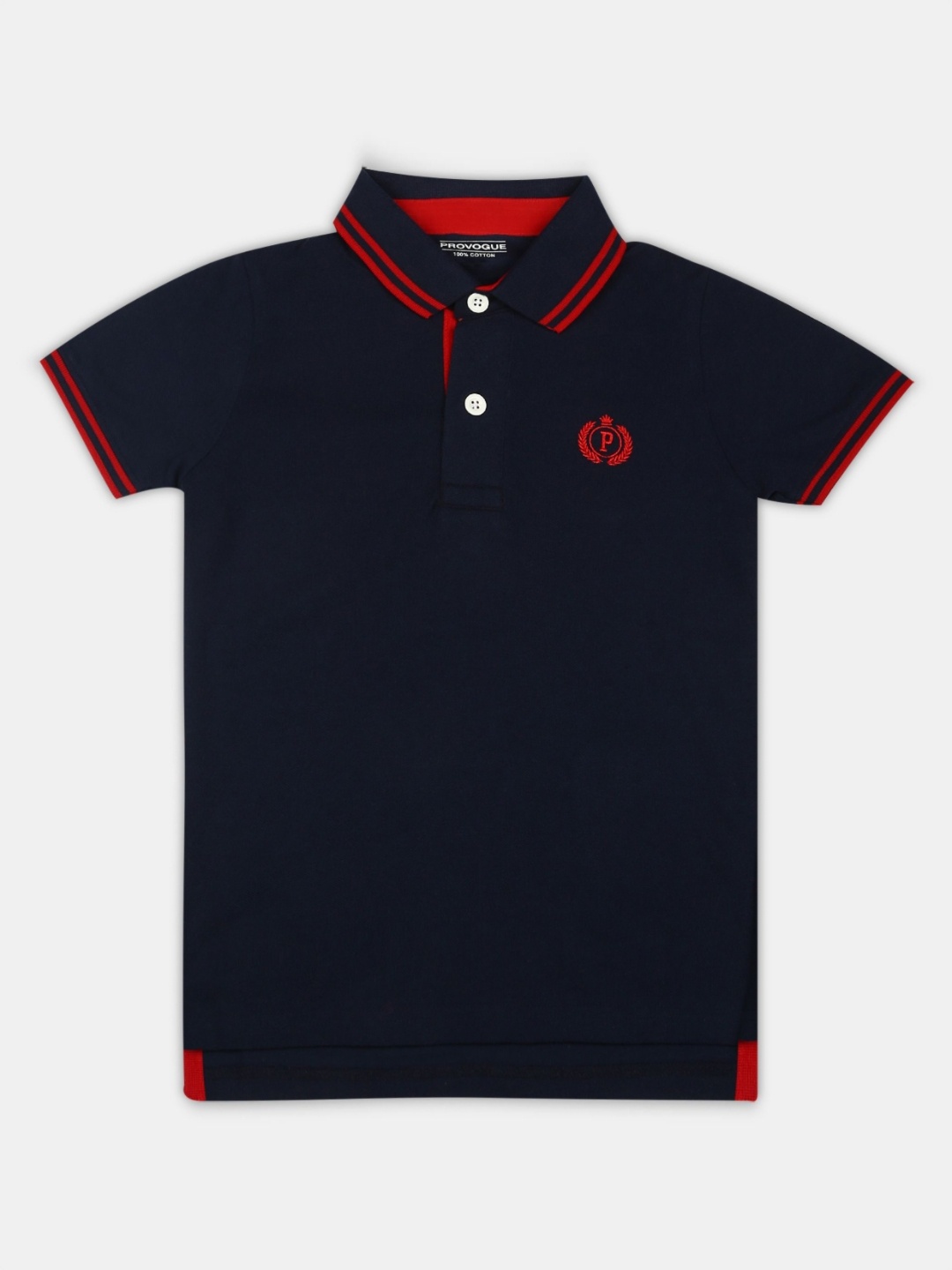 

Provogue Boys Solid Polo Collar Cotton T-shirt, Navy blue