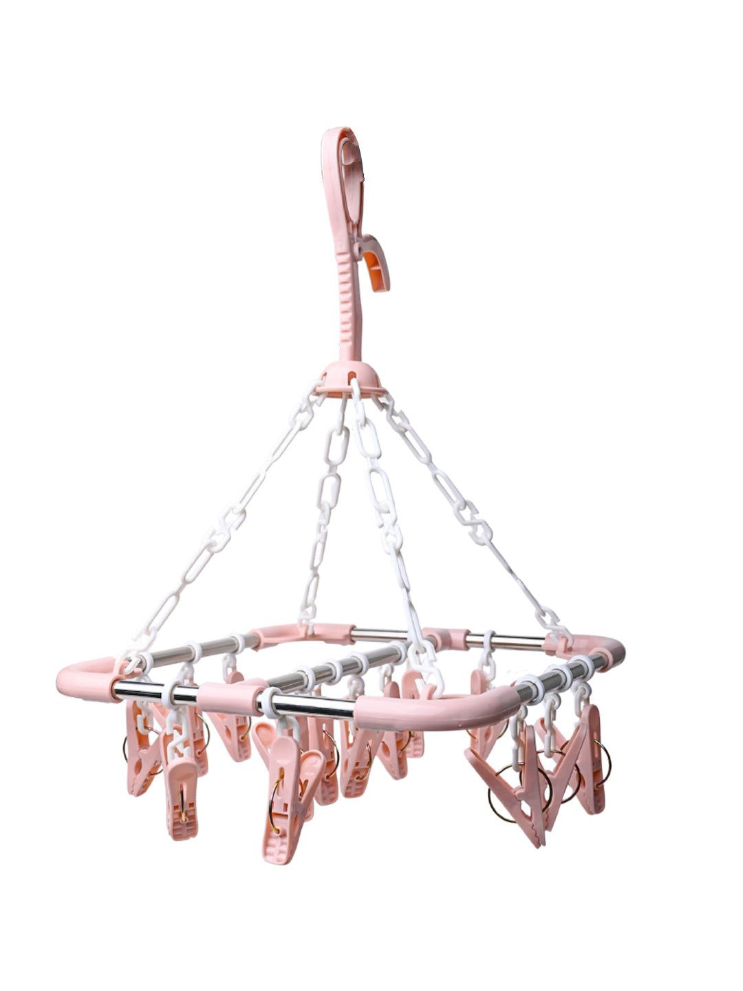 

MARKET99 Preach-Colored Stainless Steel Cloth Hanger With 14 Pegs, Pink