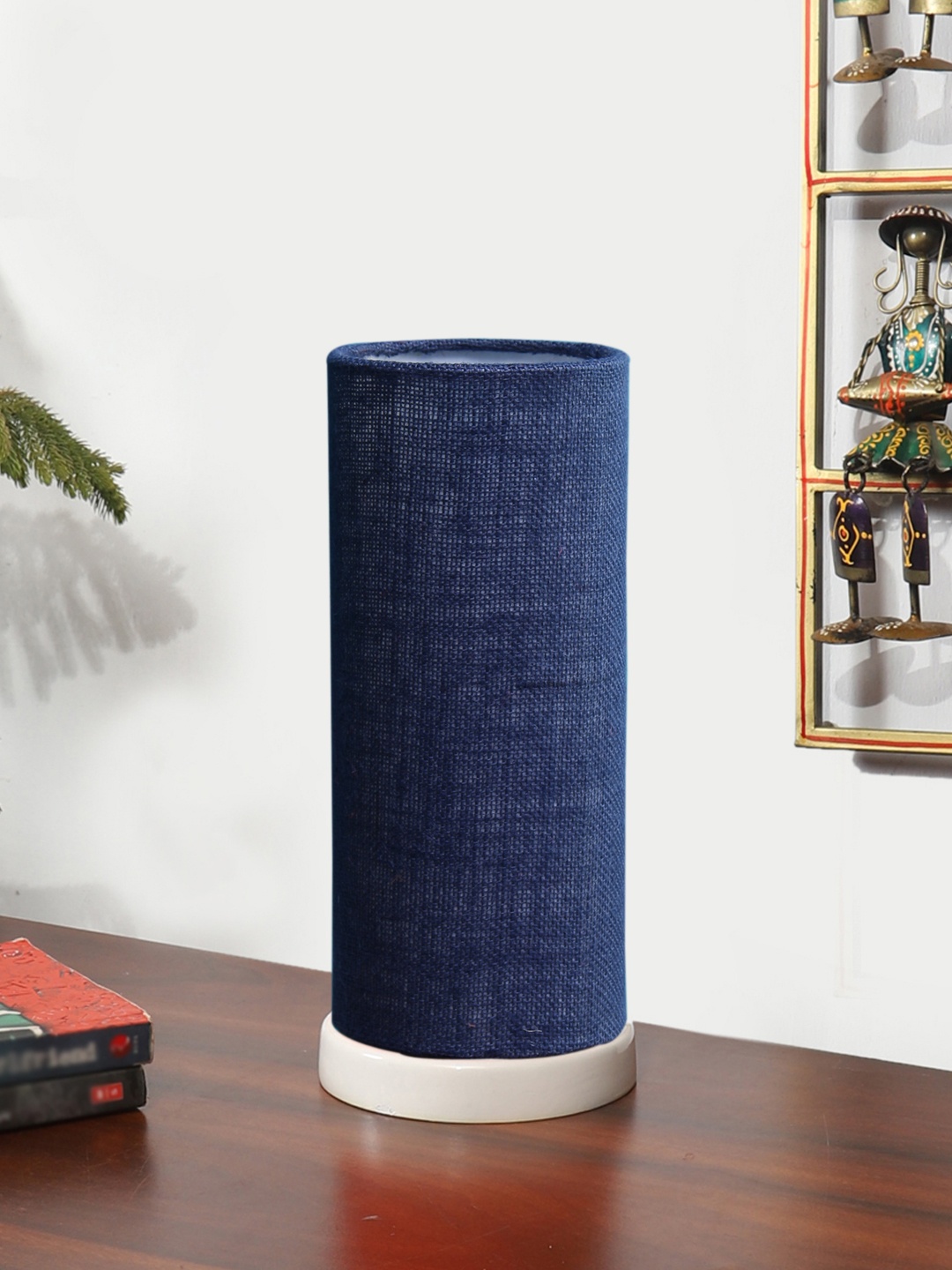 

Devansh Blue Textured Wooden Contemporary Cylindrical Shaped Table Lamp