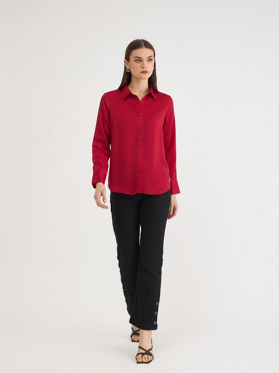 

ELLE Women Opaque Casual Shirt, Red