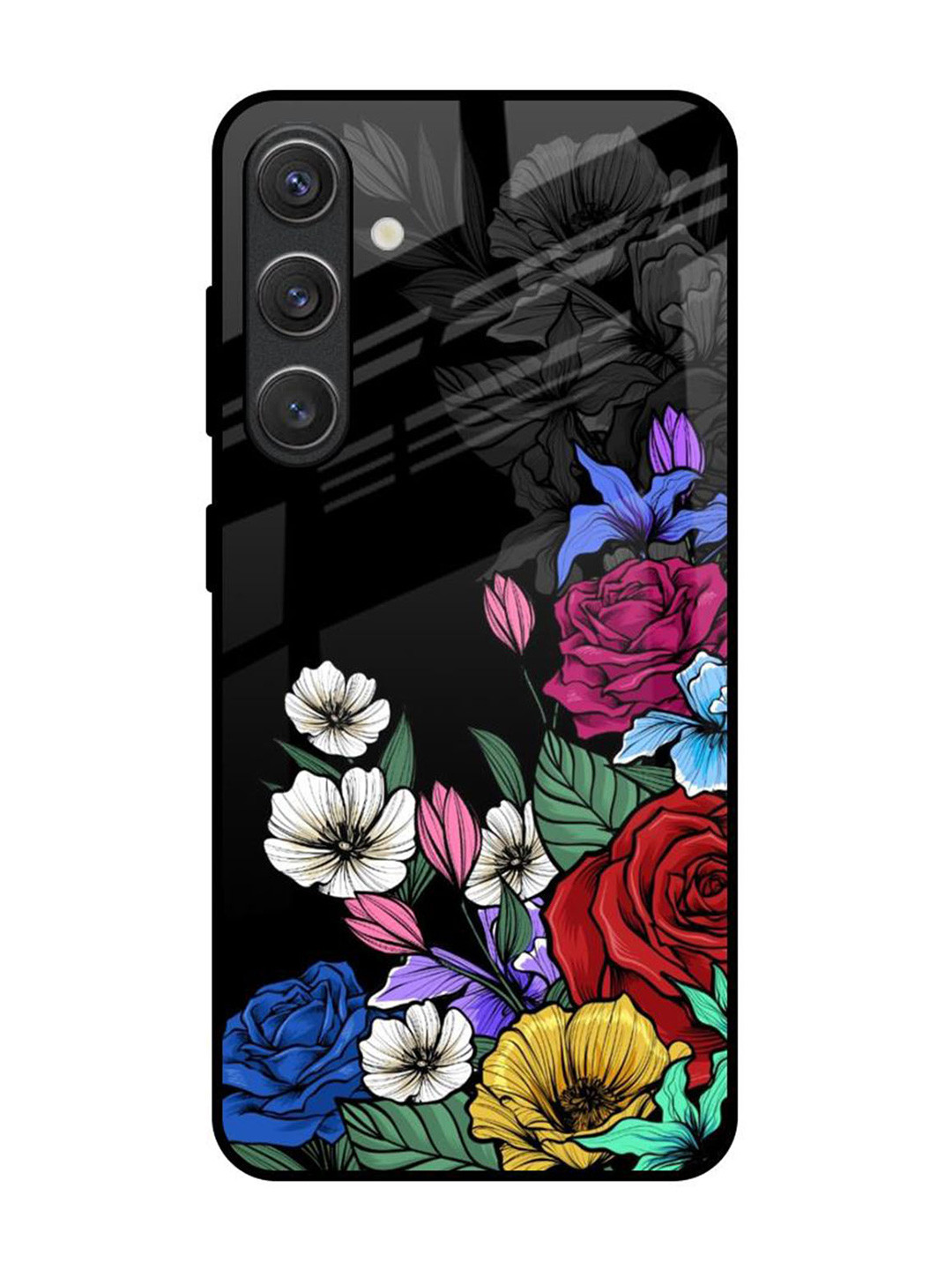 

QRIOH Rose Flower Bunch Art Real Samsung Galaxy S25 Plus 5G Impact Resistant Back Case, Black